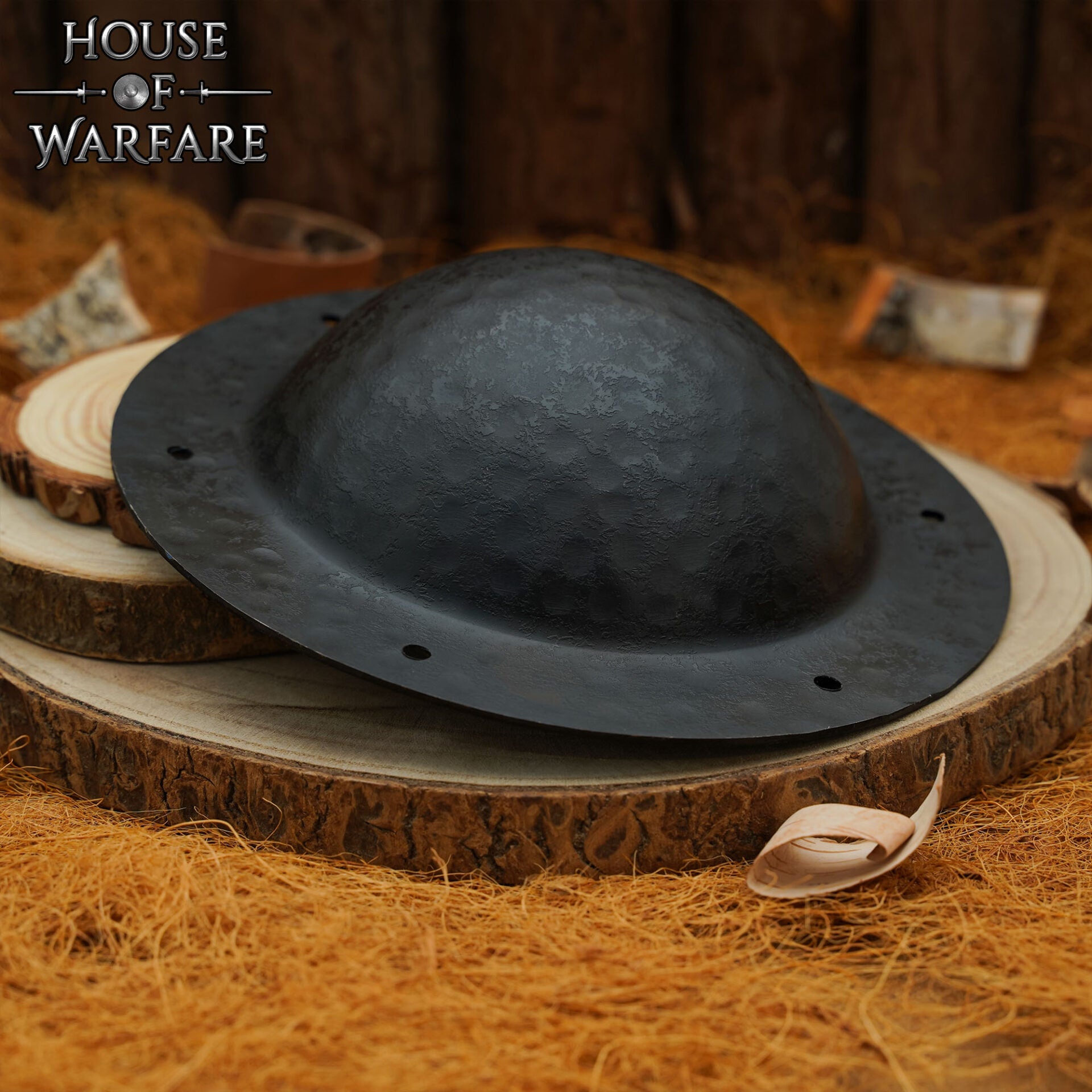 Jefe de Escudo Vikingo y Anglosajón - 7,9" de Diámetro, Acero Ennegrecido de Calibre 14 - Imagen 1