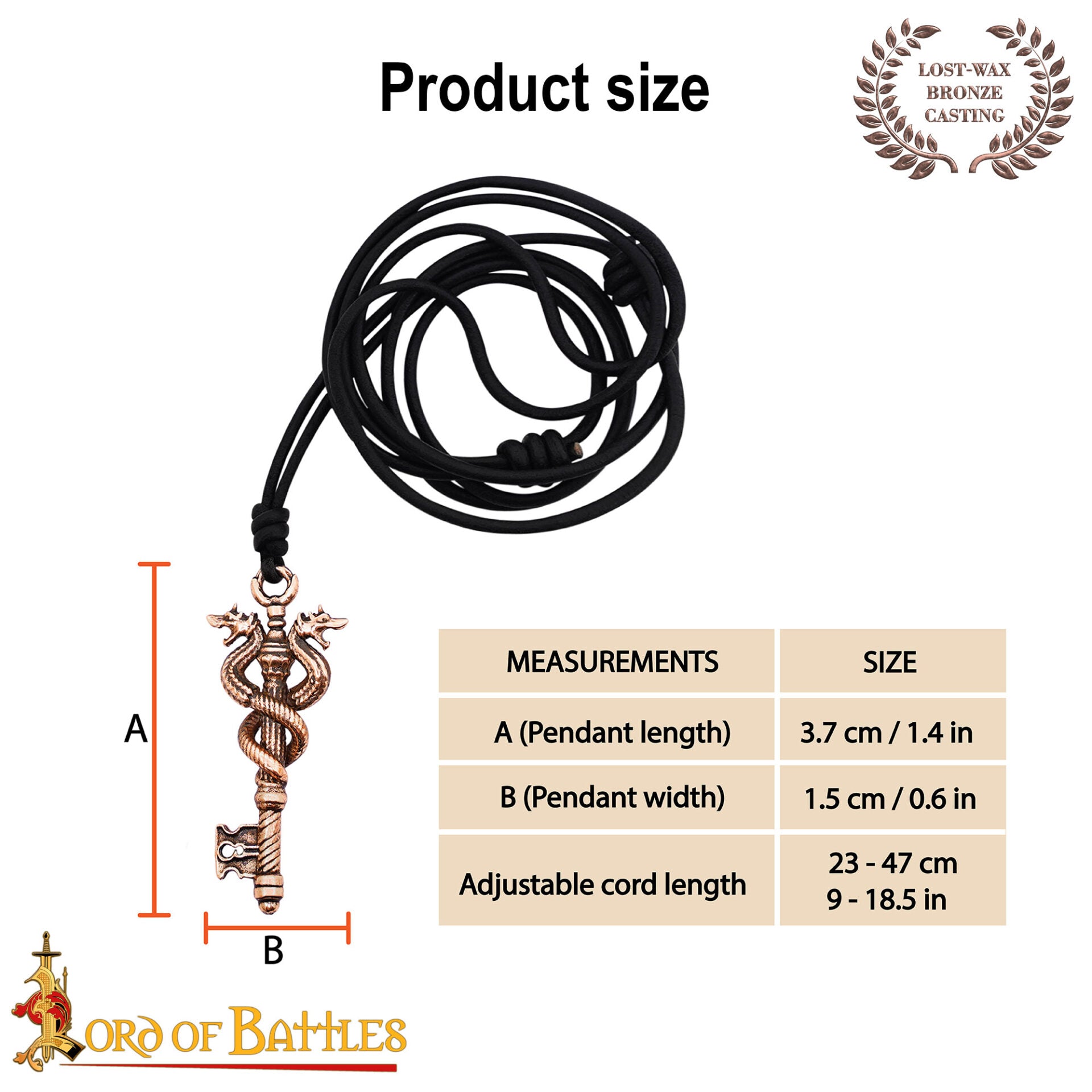 Colgante Llave de Bronce a la Cera Perdida Guardián del Dragón - Imagen 3