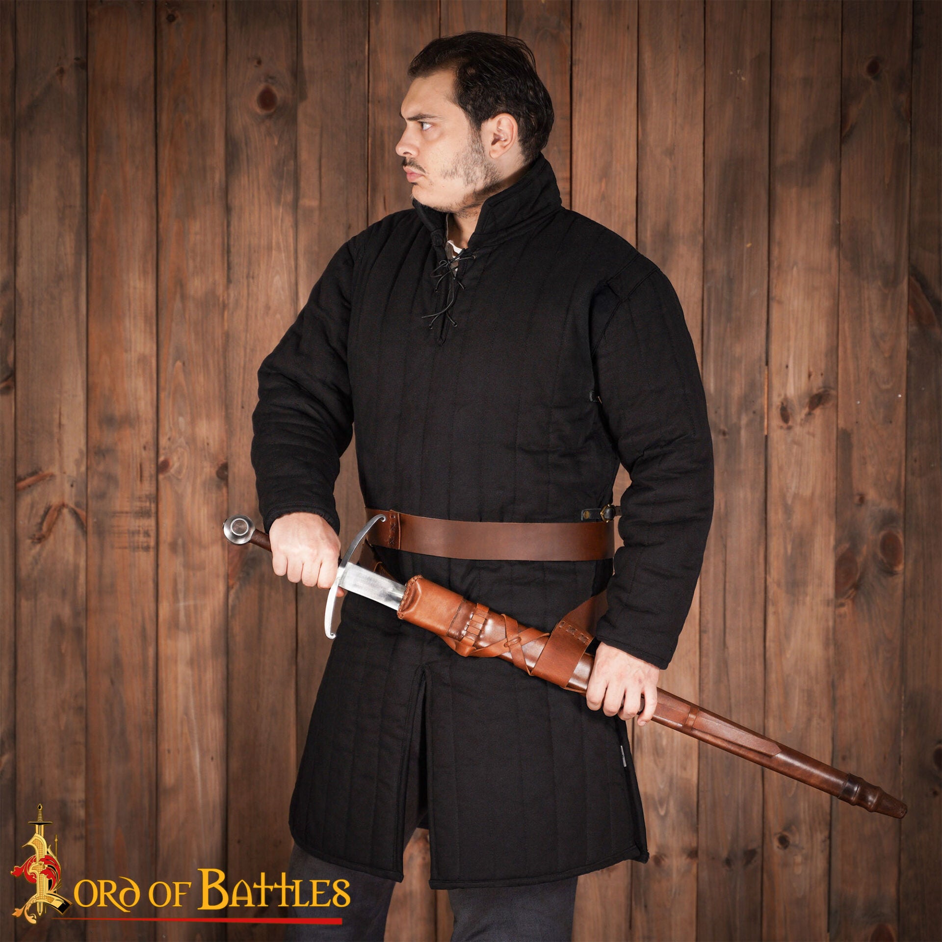 Espada Medieval Gótica de Caballero Forjada a Mano con Vaina de Cuero - Imagen 2