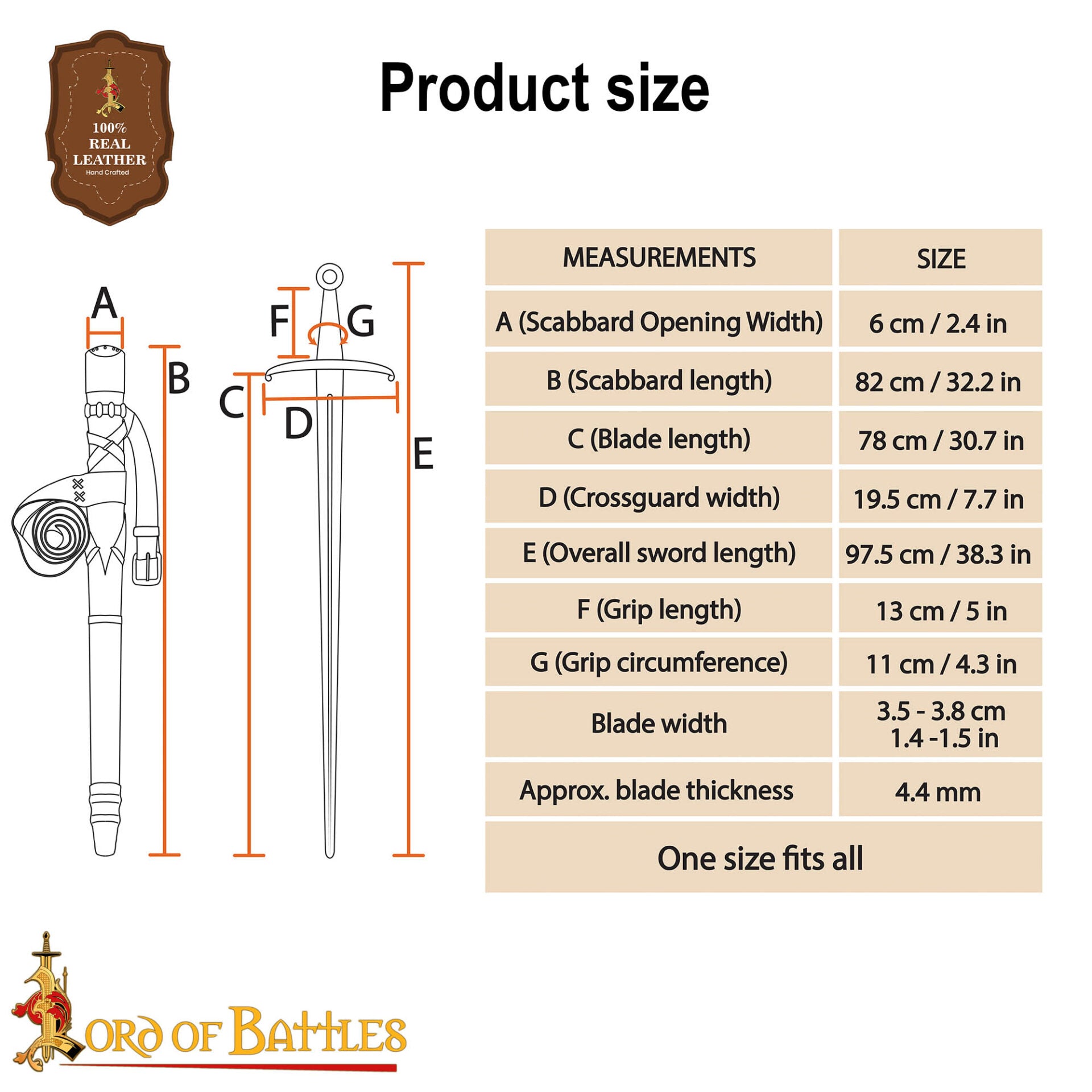 Espada Medieval Gótica de Caballero Forjada a Mano con Vaina de Cuero - Imagen 3