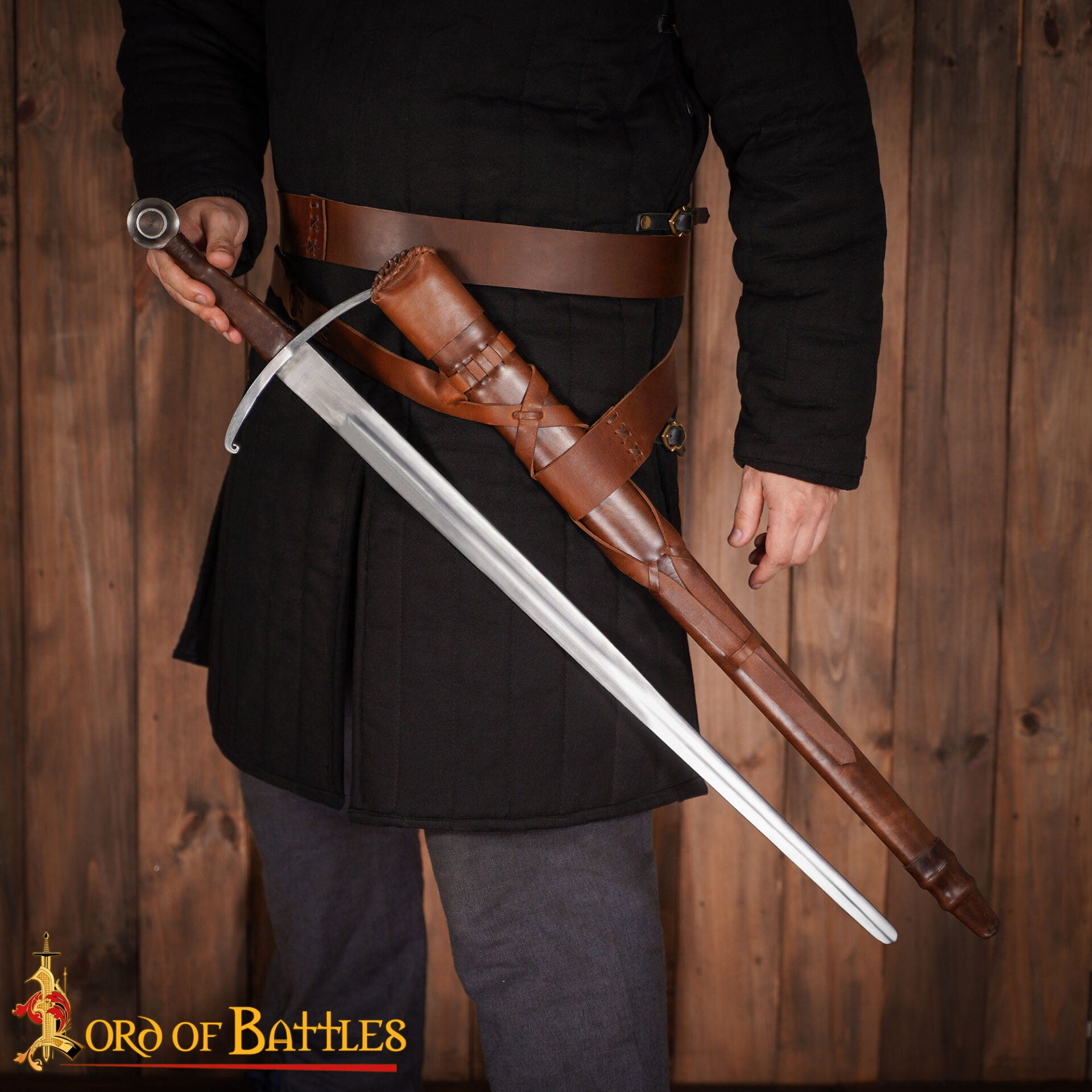 Espada Medieval Gótica de Caballero Forjada a Mano con Vaina de Cuero - Imagen 5