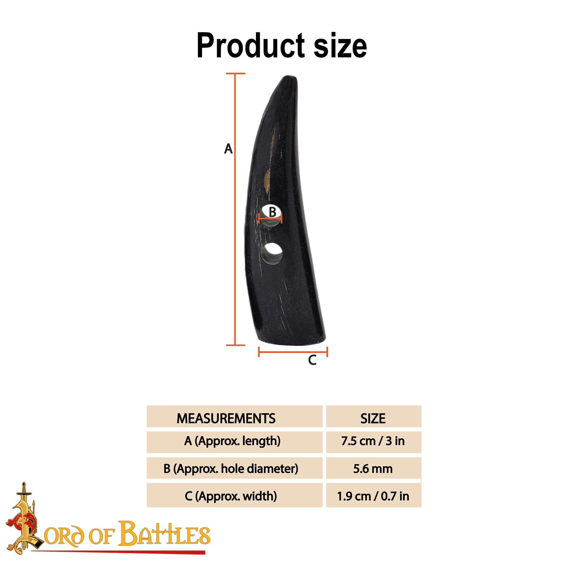 Toggles Medievales Vikingos de Cuerno de Buey - Juego de 5 Cierres Artesanales de Cuerno Natural - Imagen 3