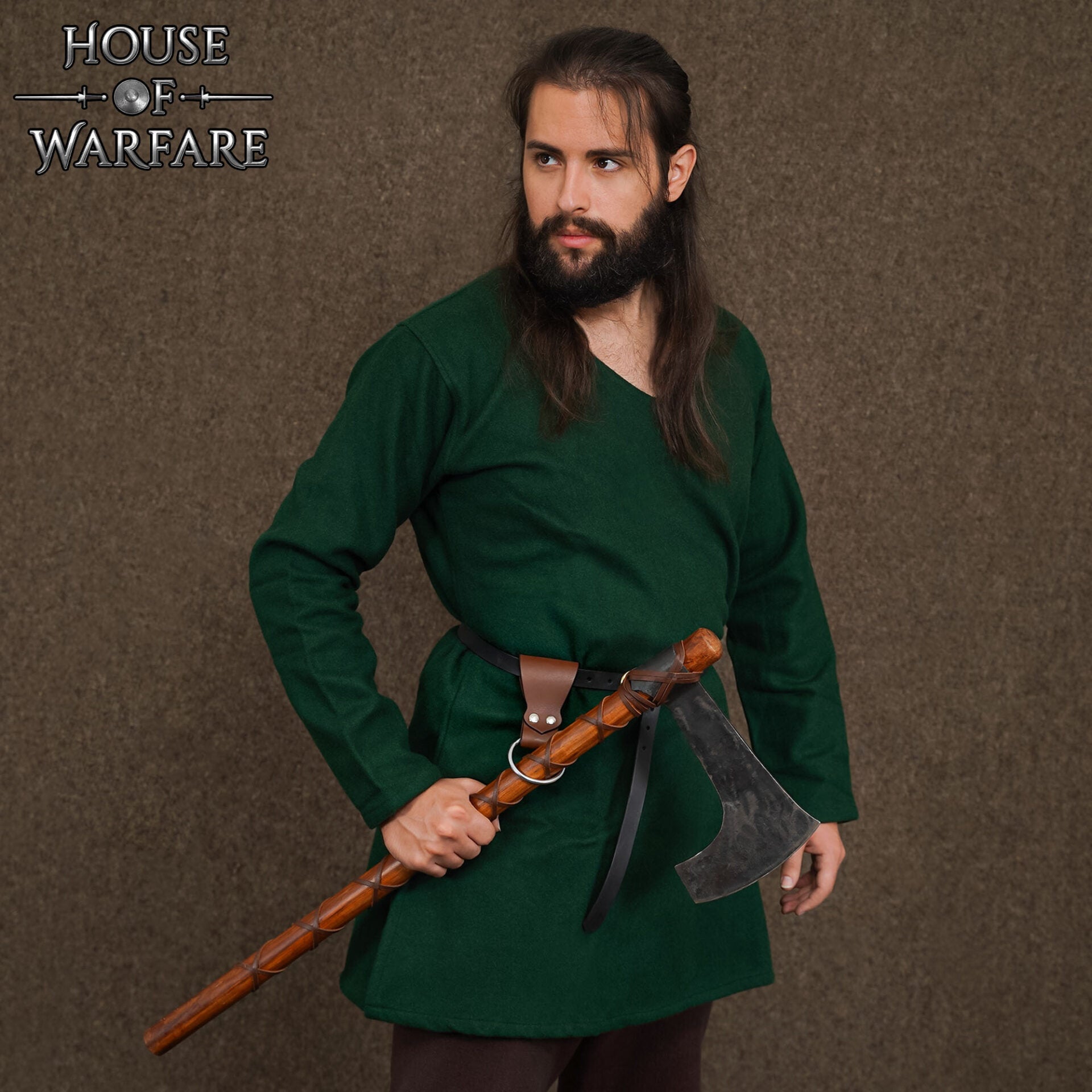 Rana Medieval de Cuero para Hacha con Anilla de Acero - Cinturón Marrón para Hachas y Herramientas - Imagen 2