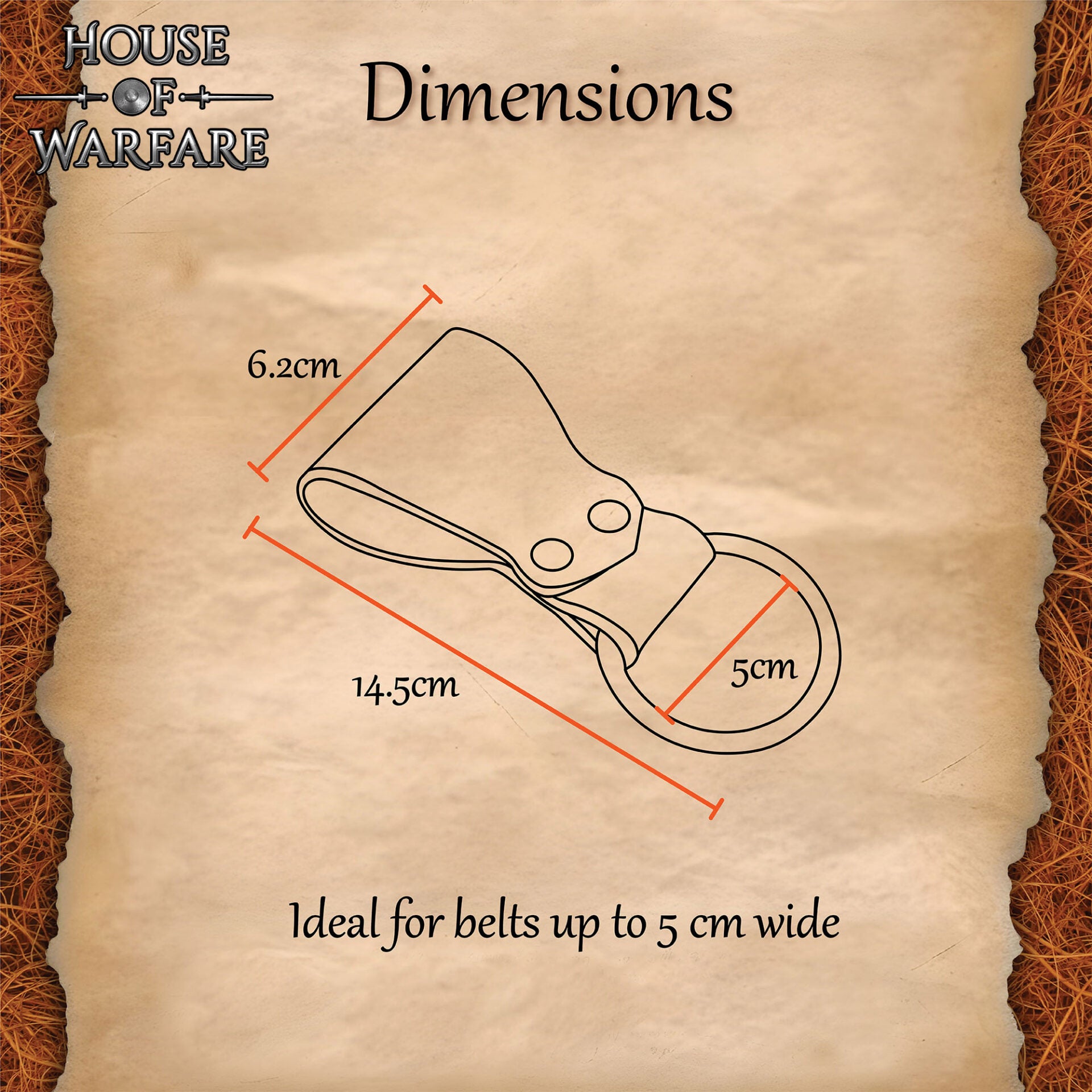 Rana Medieval de Cuero para Hacha con Anilla de Acero - Cinturón Marrón para Hachas y Herramientas - Imagen 21