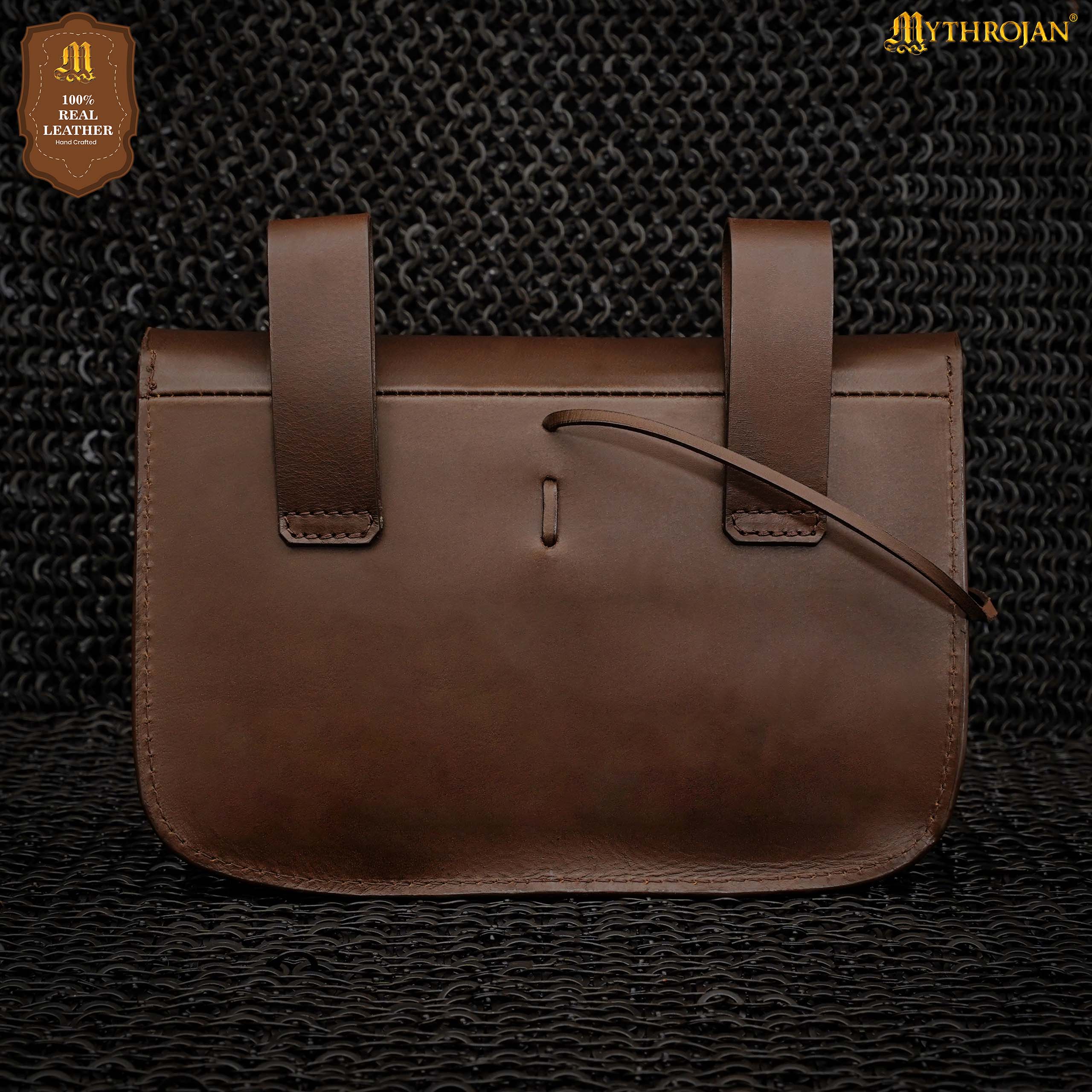 Mythical Venture Medieval Leather Bag - Full Grain Brown Bolsa para Larp y Temas Medievales - Imagen 6