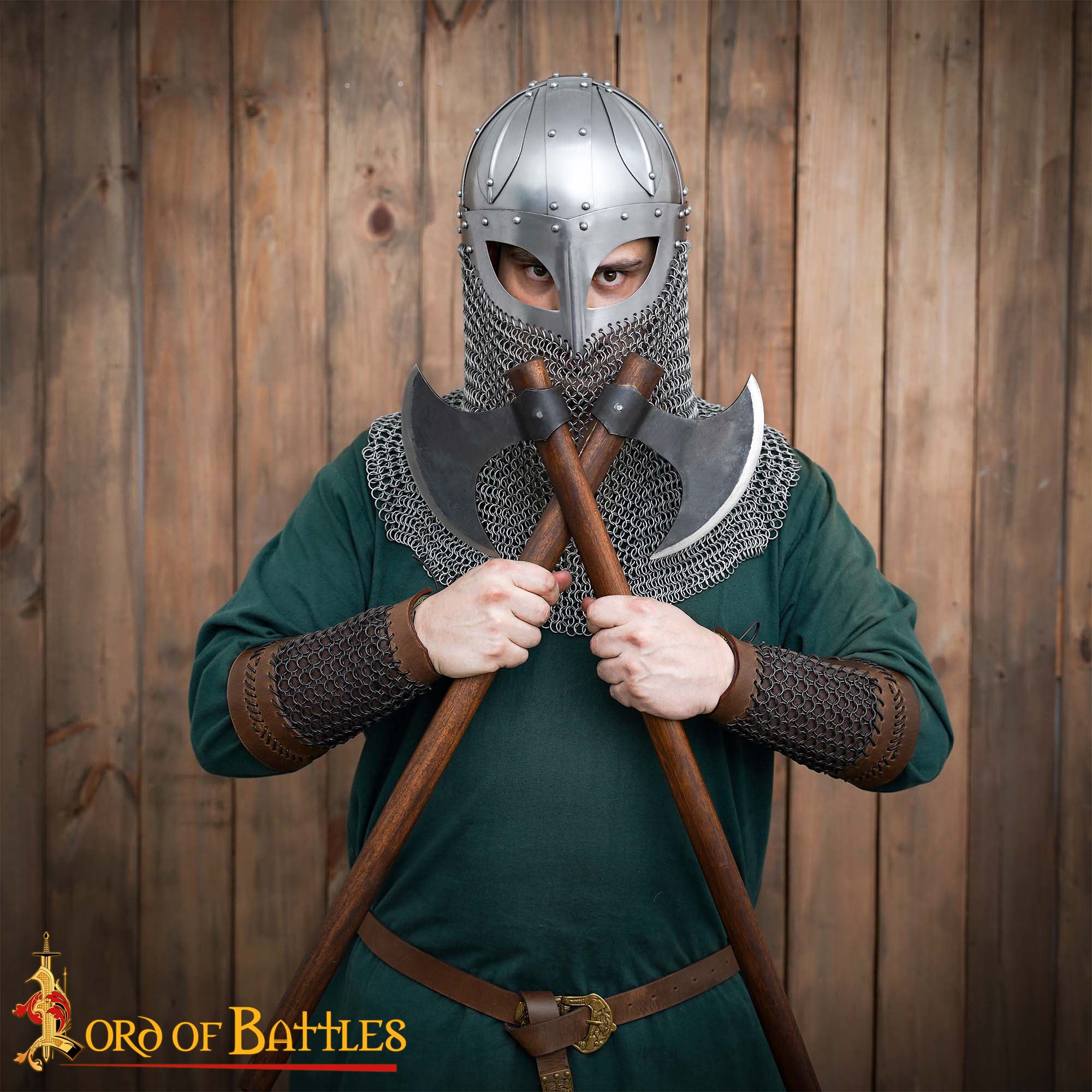 Brazales de Cuero Marrón y Cota de Malla - Guardabrazos Artesanales - Par de Brazaletes Protectores Medievales - Imagen 5