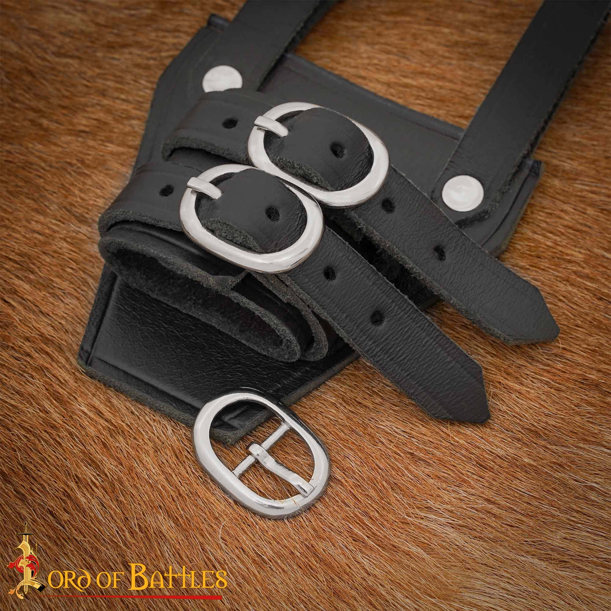 Hebillas Ovaladas Niqueladas de Inspiración Medieval - Juego de 3 Hebillas de Acero Acabadas a Mano - Imagen 2