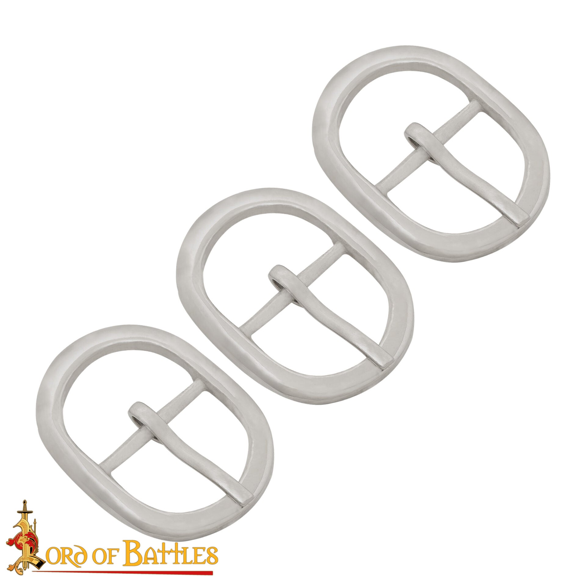 Hebillas Ovaladas Niqueladas de Inspiración Medieval - Juego de 3 Hebillas de Acero Acabadas a Mano - Imagen 4