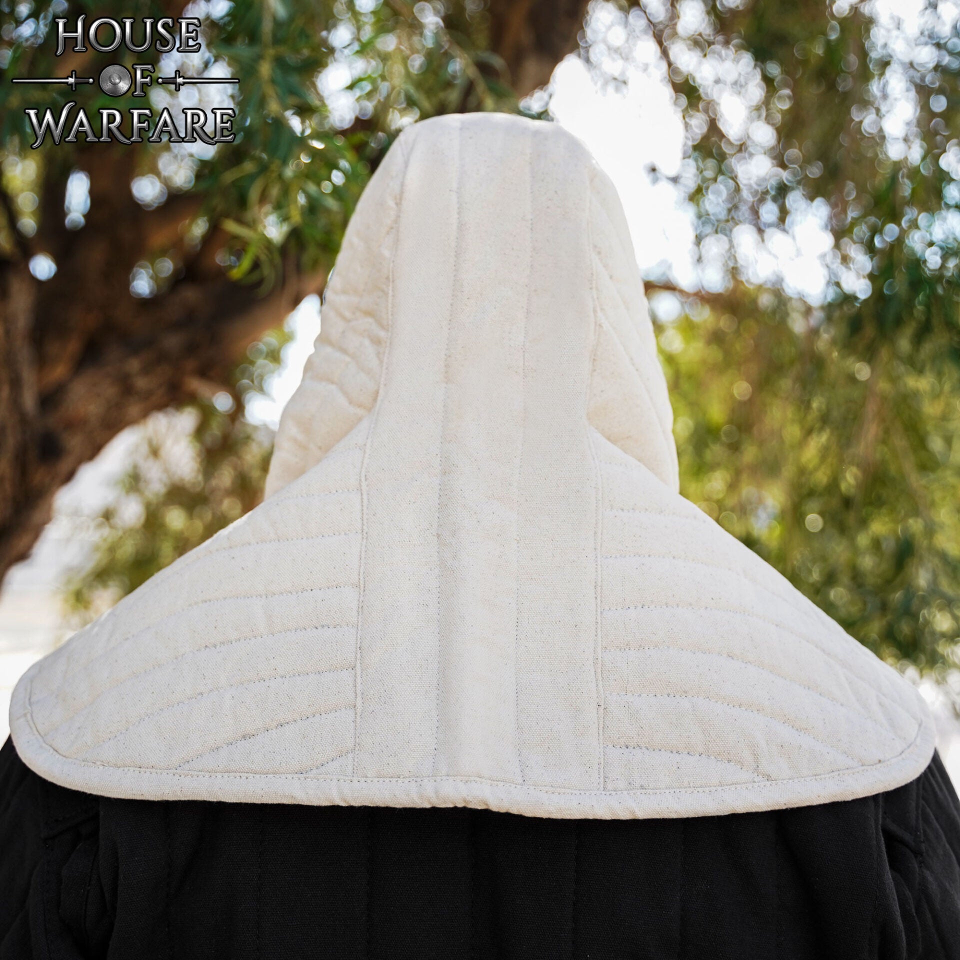 Cuello Acolchado de Lona de Algodón con Capucha - Gorro Acolchado Crudo para Casco Medieval Acolchado - Imagen 5