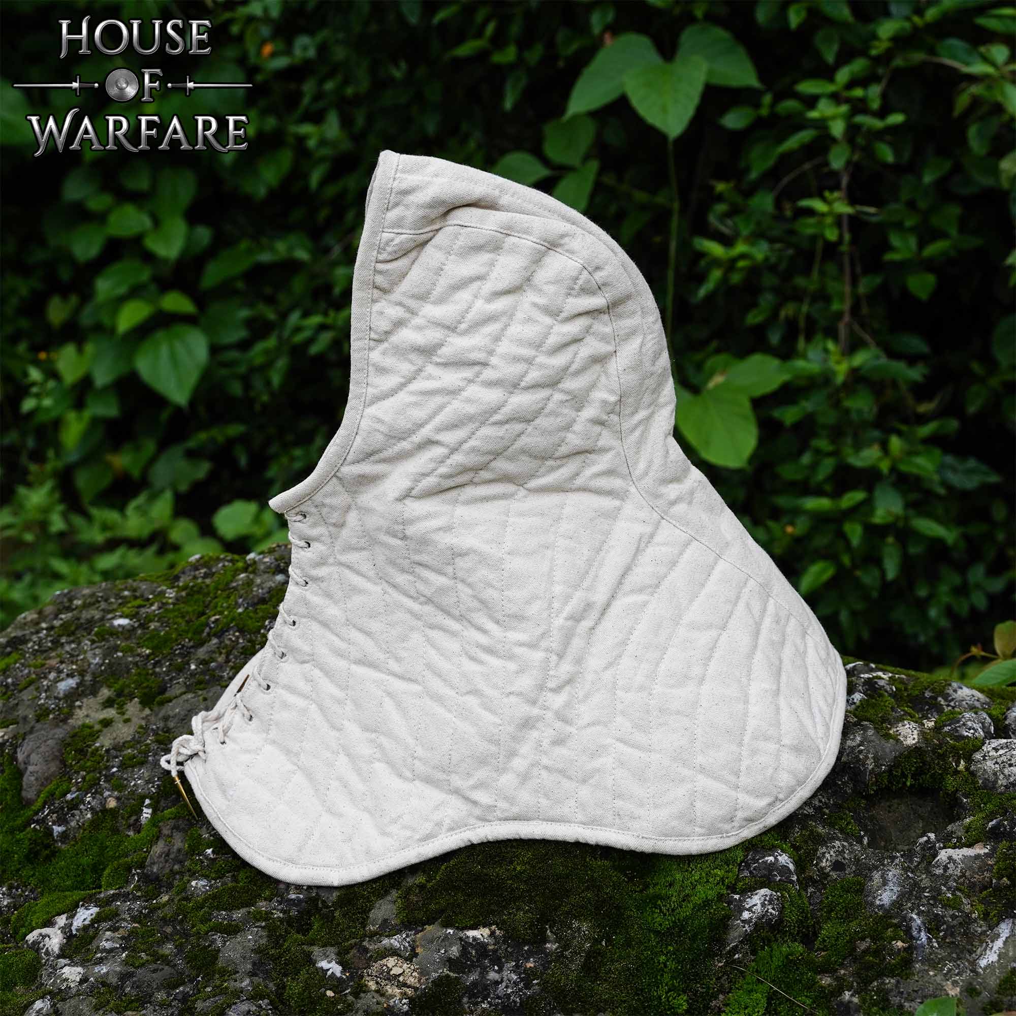 Cuello Acolchado de Lona de Algodón con Capucha - Gorro Acolchado Crudo para Casco Medieval Acolchado - Imagen 6