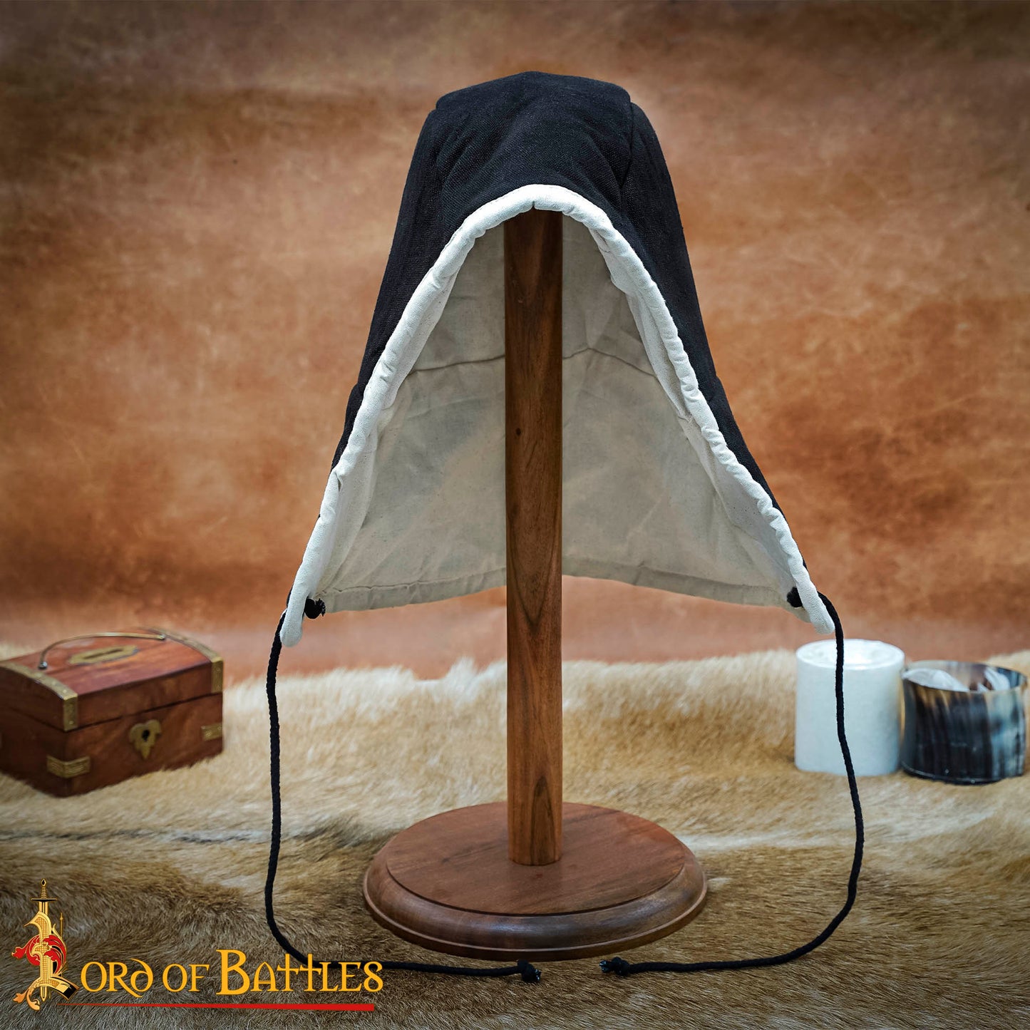 Gorra Acolchada Medieval - Forro de Casco Acolchado Negro - Imagen 8