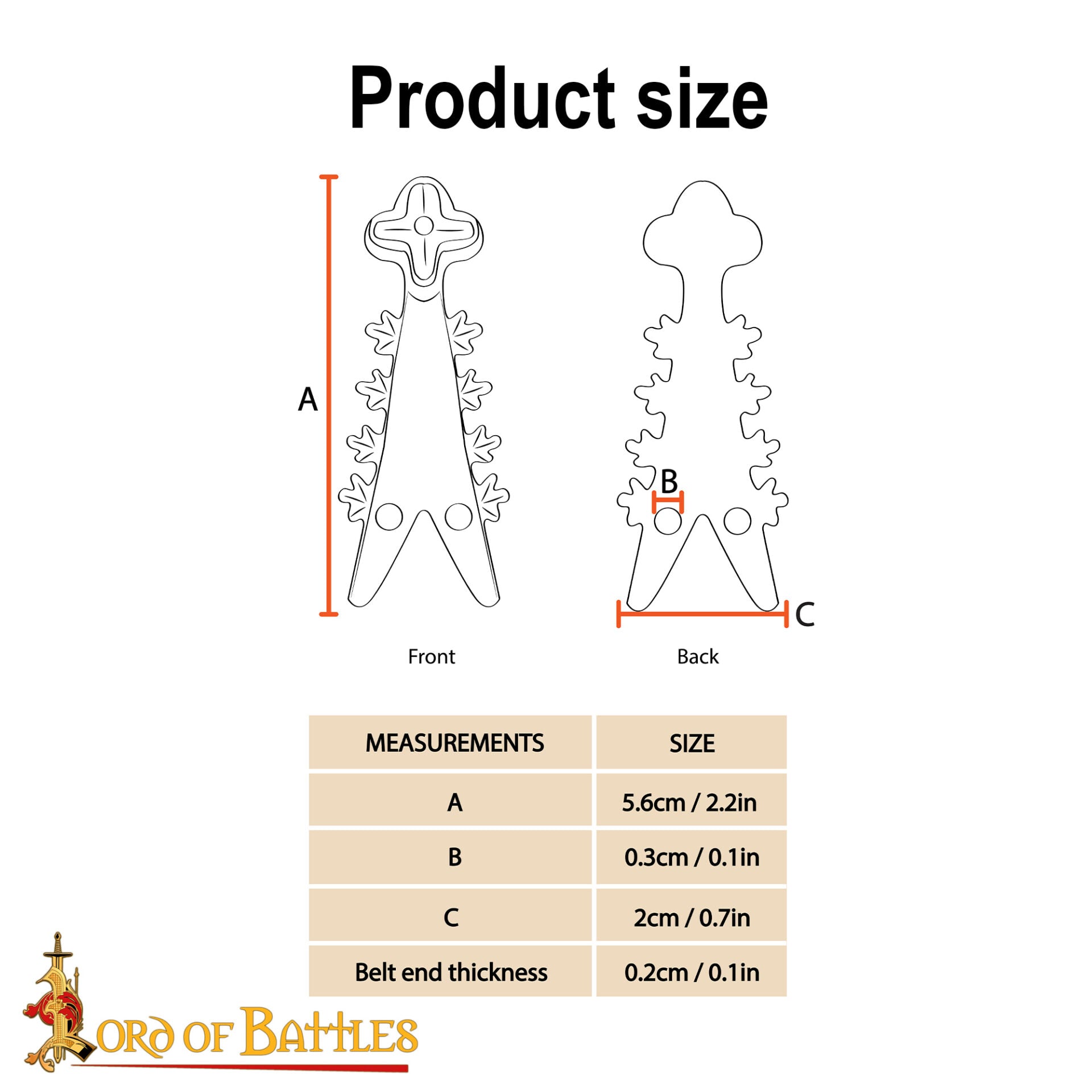 Extremo de Cinturón de Latón - Chape Estilo Renacentista - Imagen 8