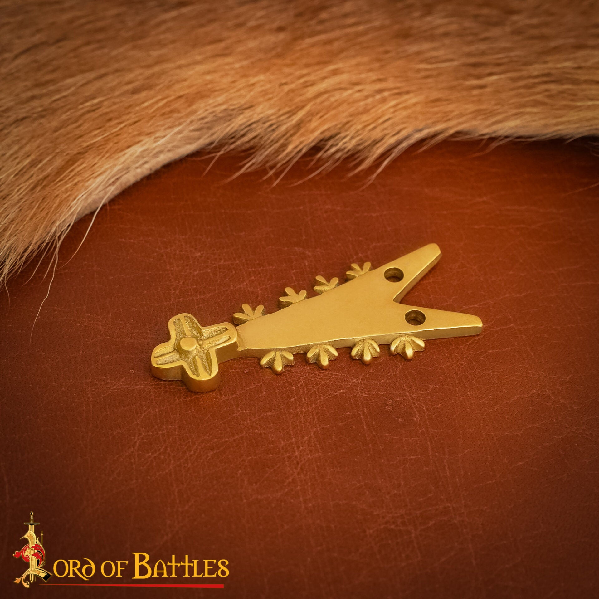 Extremo de Cinturón de Latón - Chape Estilo Renacentista - Imagen 1