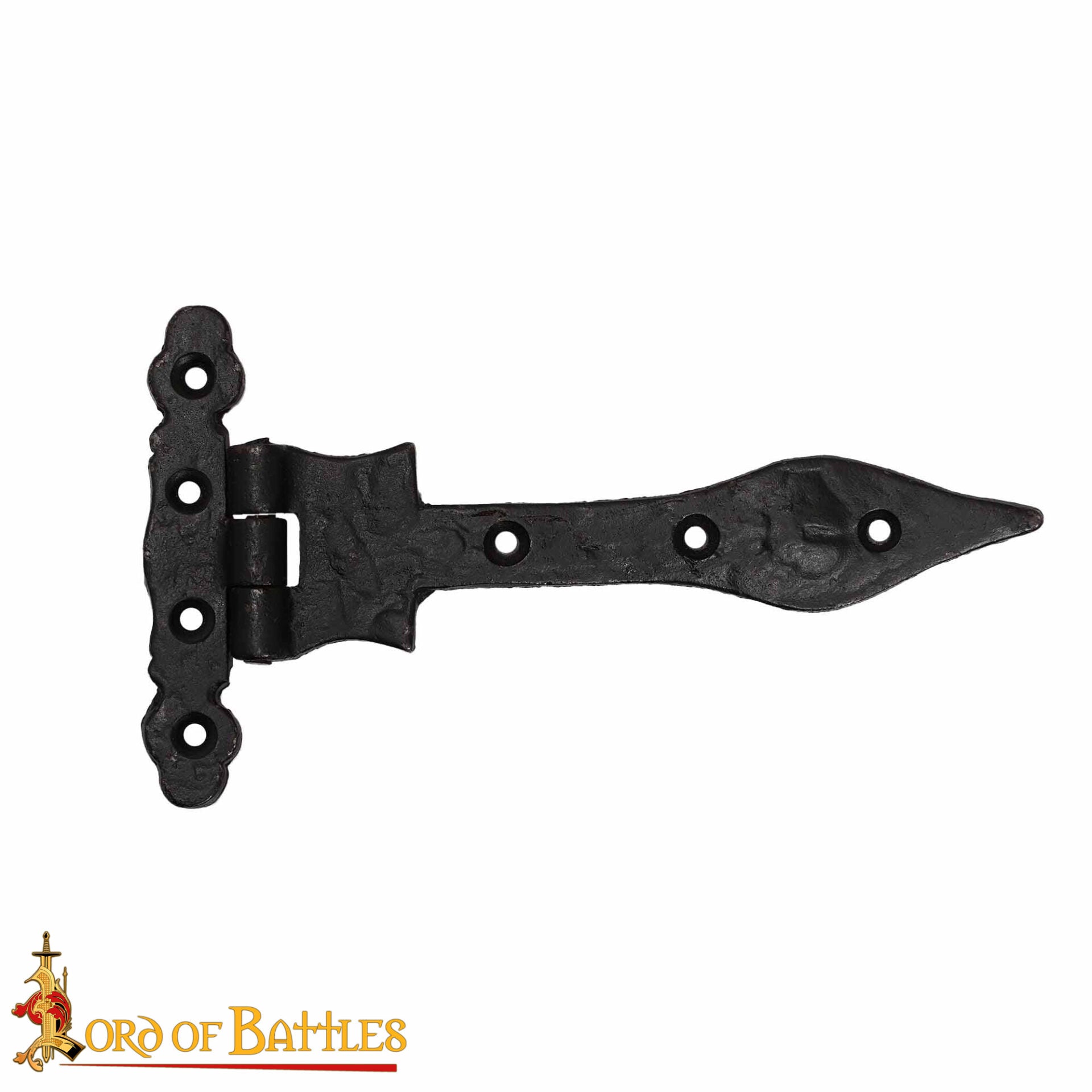 Bisagra Medieval en T de Hierro Forjado a Mano con Punta de Lanza - Bisagra Rústica con Correa Negra para Puertas de Granero, Cofres, Armarios y Puertas - Imagen 4