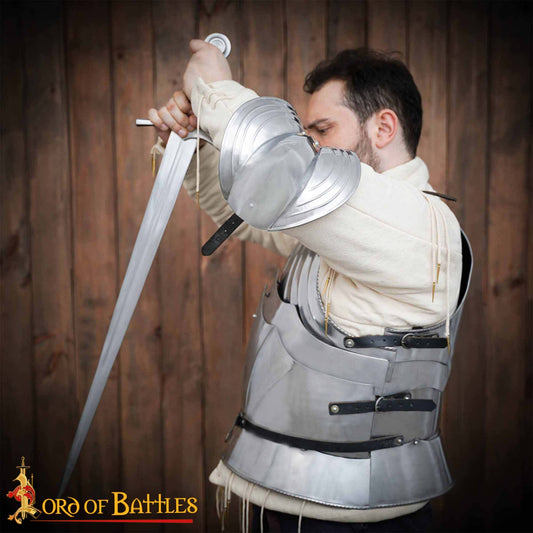 Codera Alemana del Siglo Xv Tipo a - Juego de Coderas de Acero Pulido de Calibre 18 - Protección Medieval - Imagen 2