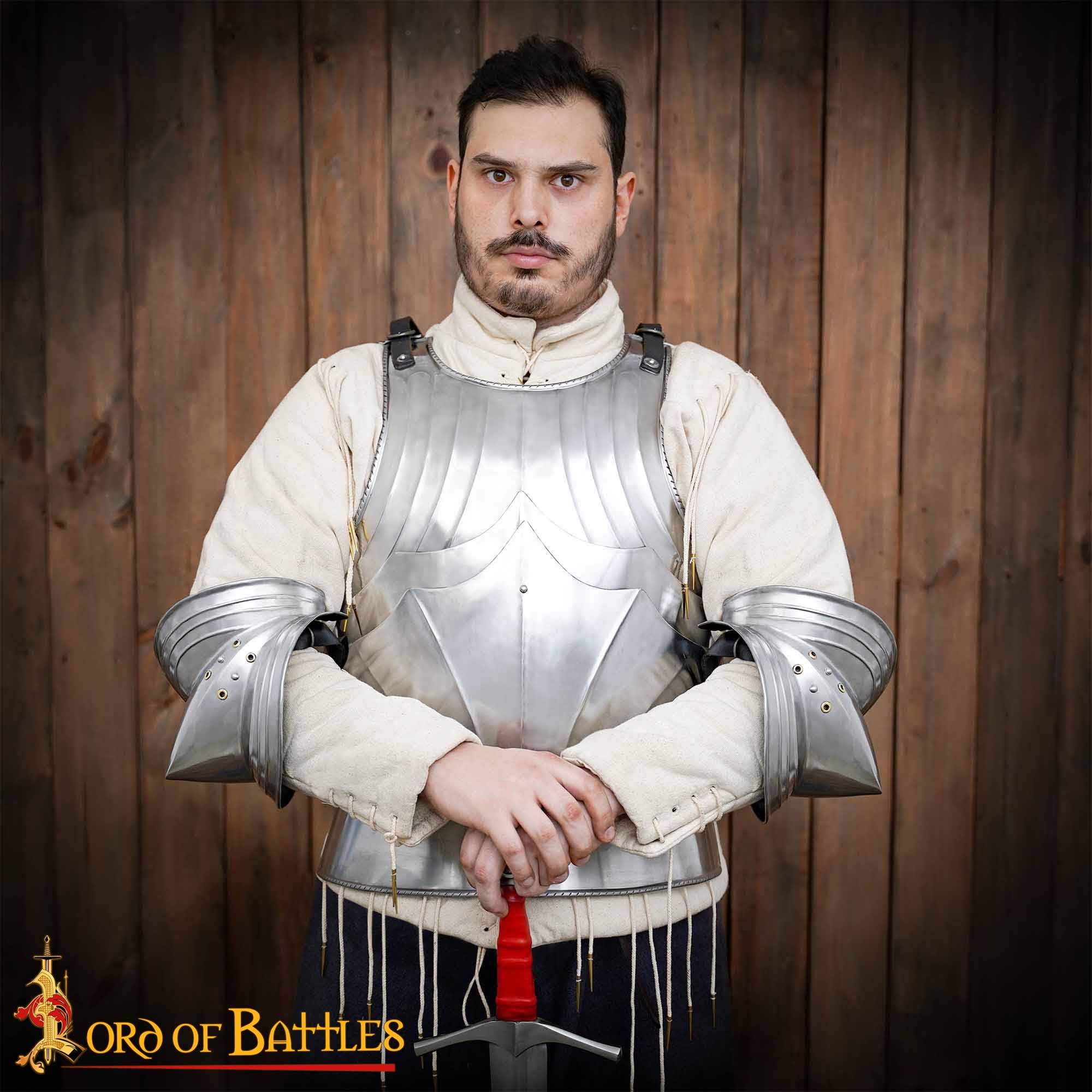Codera Alemana del Siglo Xv Tipo a - Juego de Coderas de Acero Pulido de Calibre 18 - Protección Medieval - Imagen 5