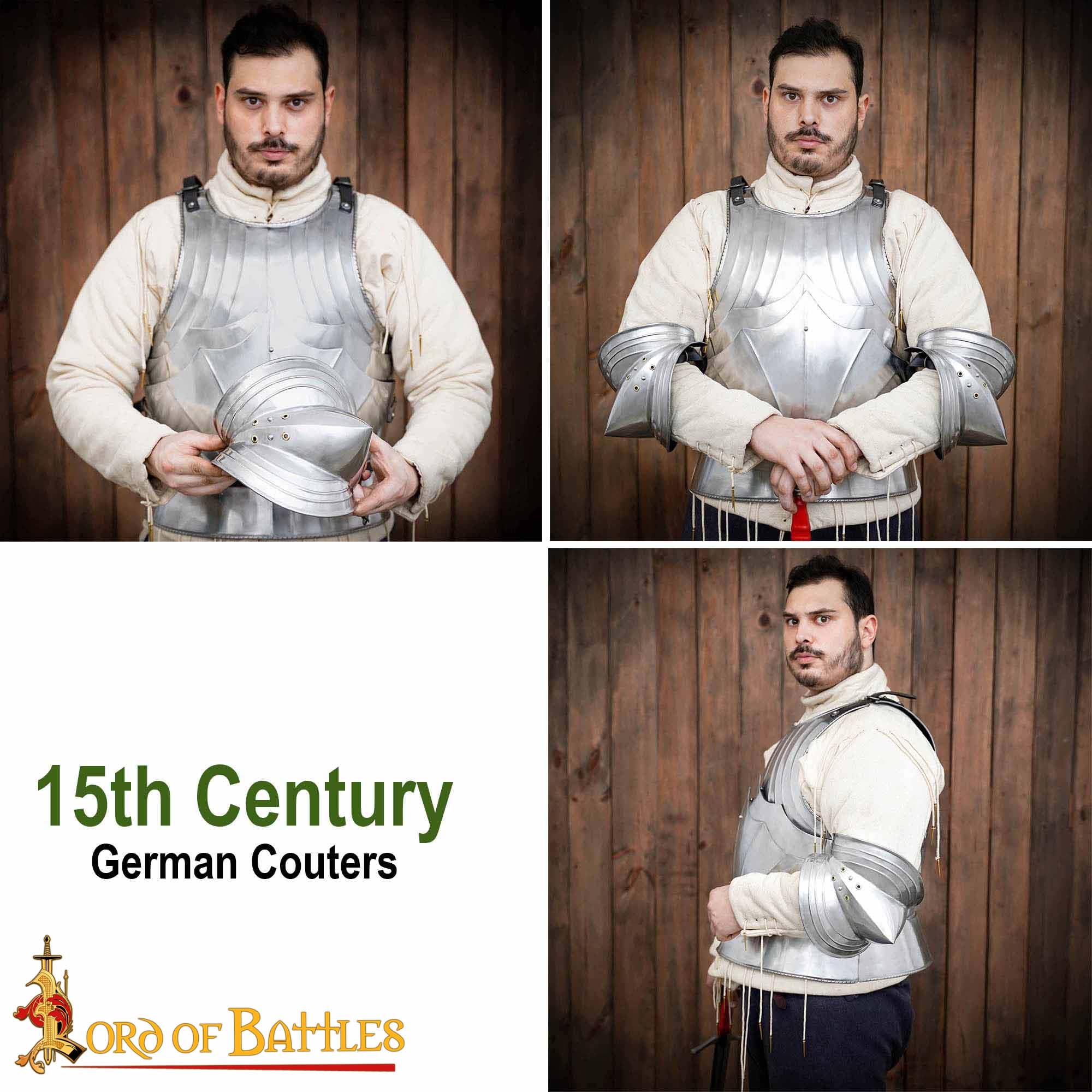 Codera Alemana del Siglo Xv Tipo a - Juego de Coderas de Acero Pulido de Calibre 18 - Protección Medieval - Imagen 7