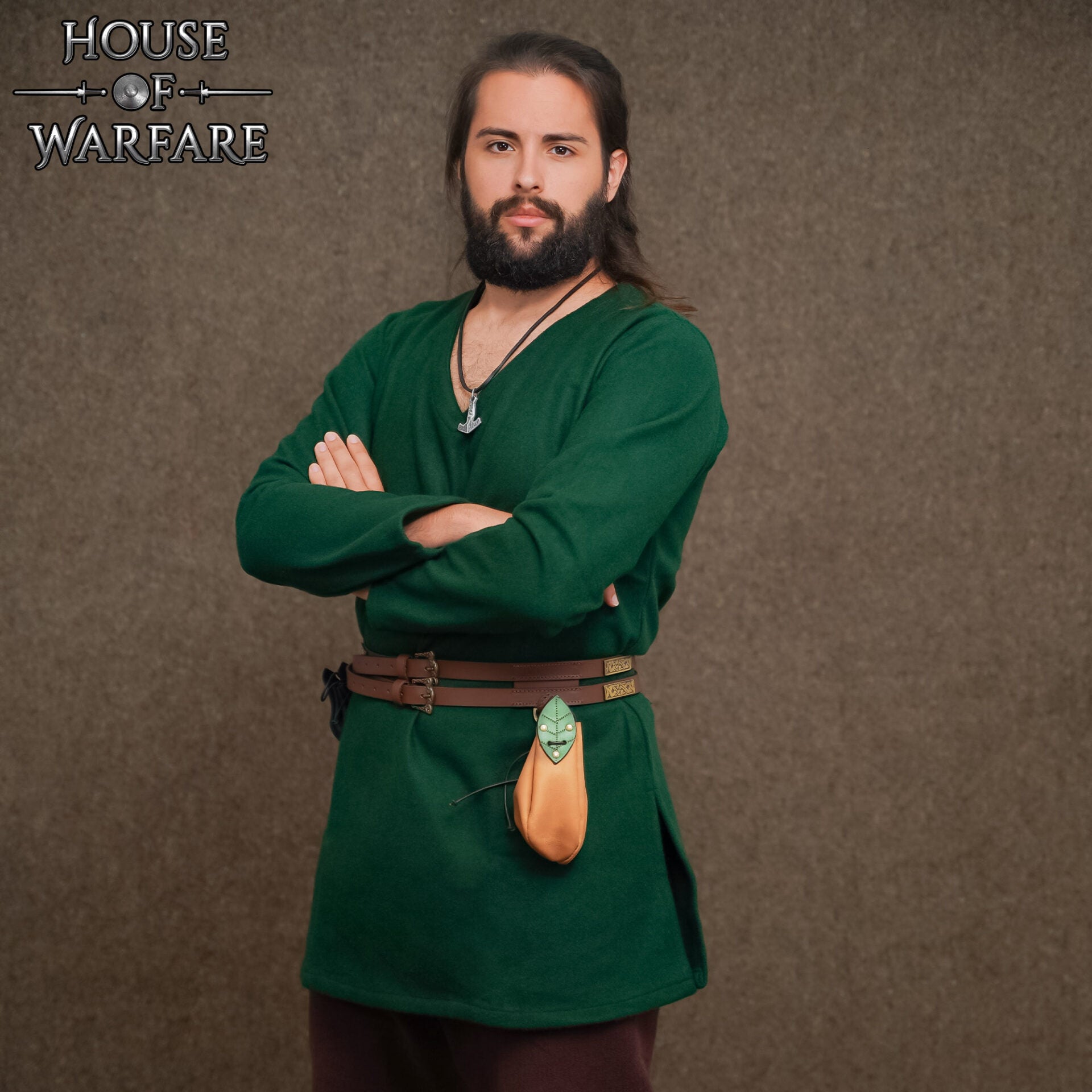 Funda Medieval de Cuero para Cinturón con Detalles de Hojas - Funda de Cordón Marrón Claro para Monedas y Accesorios - Imagen 2