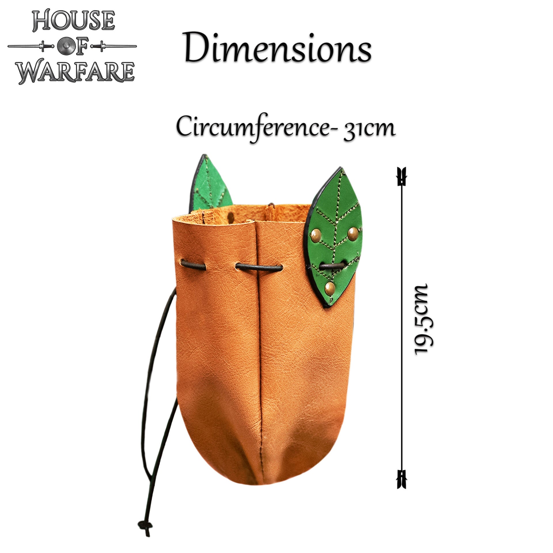 Funda Medieval de Cuero para Cinturón con Detalles de Hojas - Funda de Cordón Marrón Claro para Monedas y Accesorios - Imagen 3