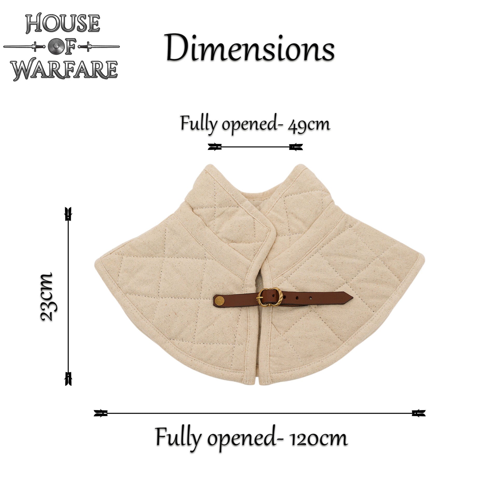 Cuello de Gambesón Medieval Acolchado con Relleno de Algodón y Hebilla de Cuero - Imagen 3