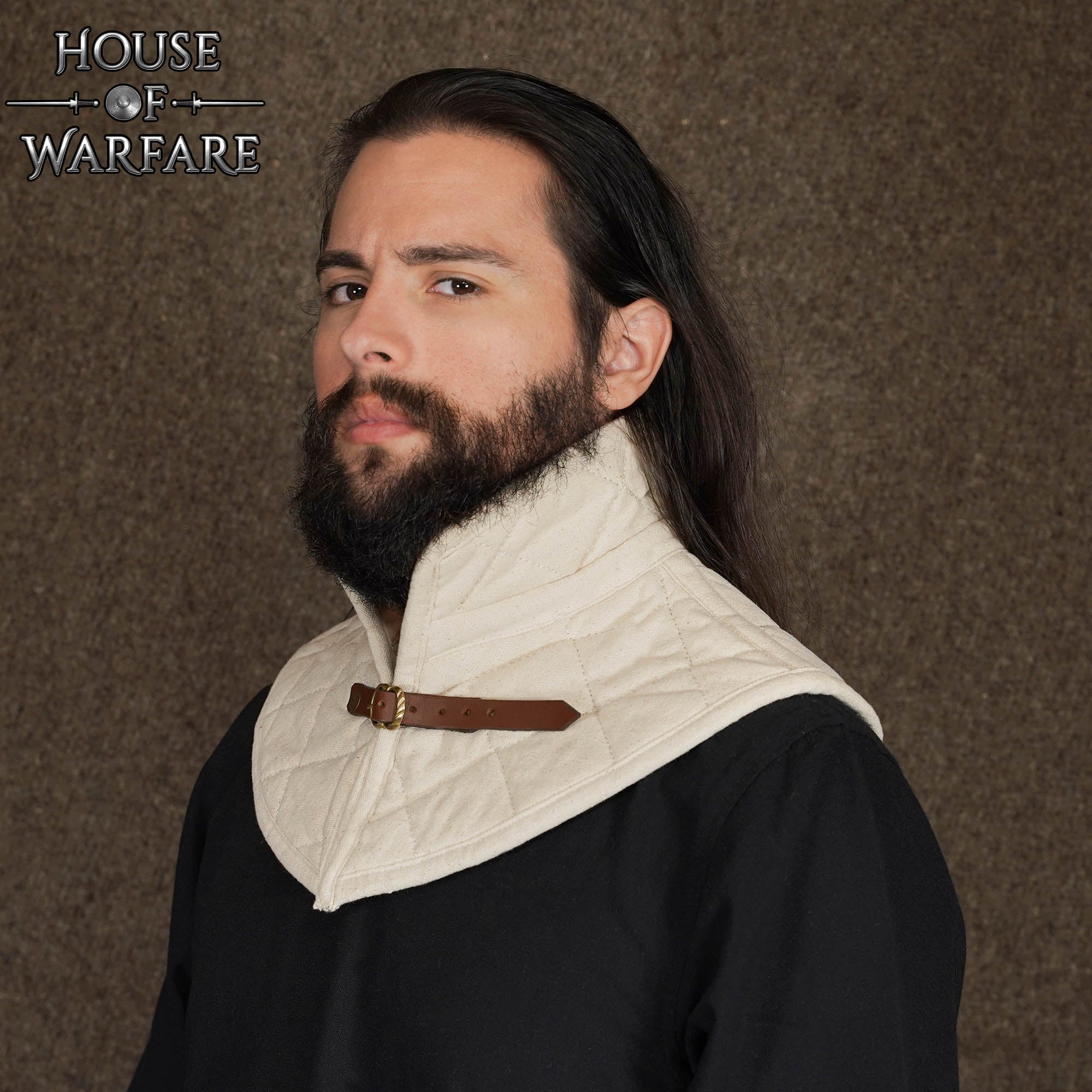 Cuello de Gambesón Medieval Acolchado con Relleno de Algodón y Hebilla de Cuero - Imagen 6