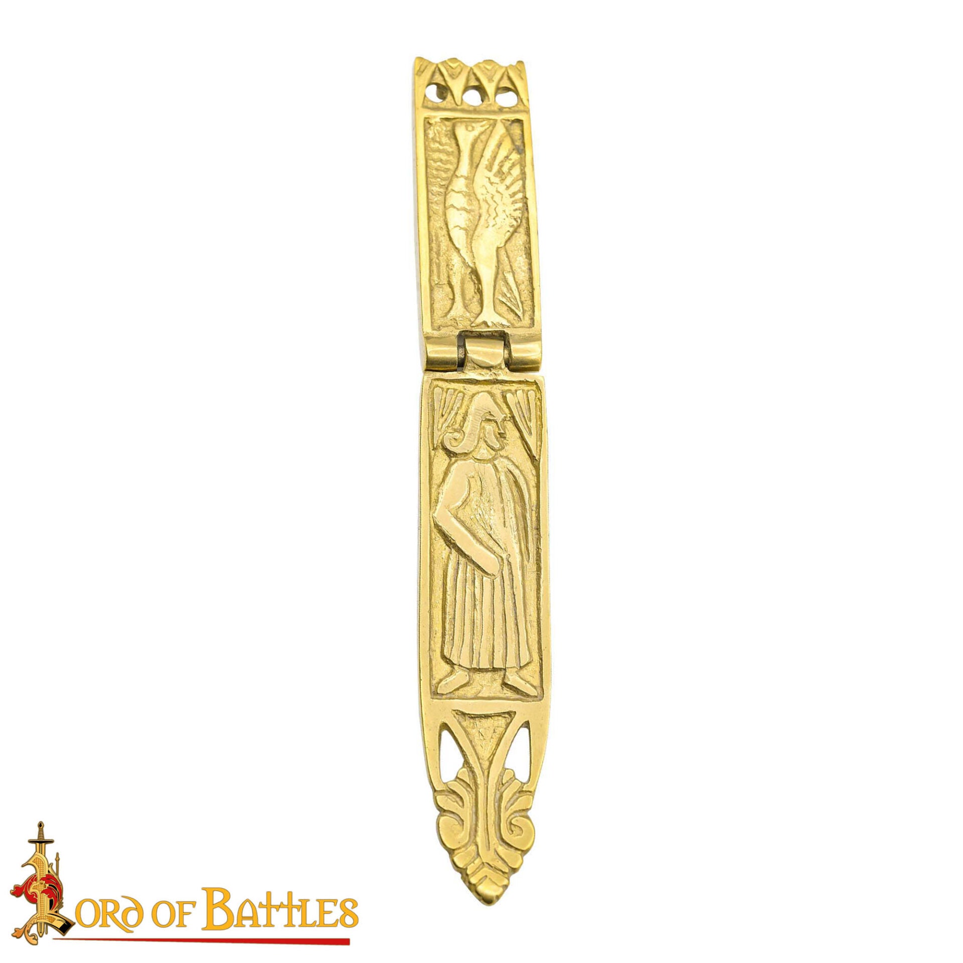 Vaina de Espada Vikinga de Latón - 16,5 Cm Guarnición Grabada con Diseño de Bisagra - Imagen 4