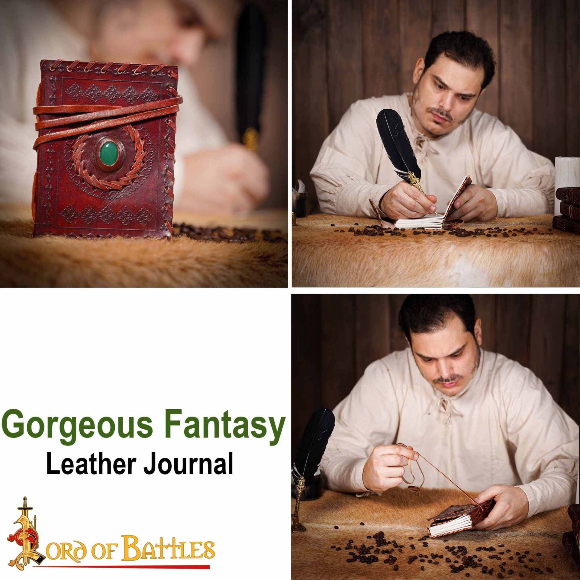 Diario Medieval de Cuero Diario de Cuero Auténtico Hecho a Mano - Imagen 21