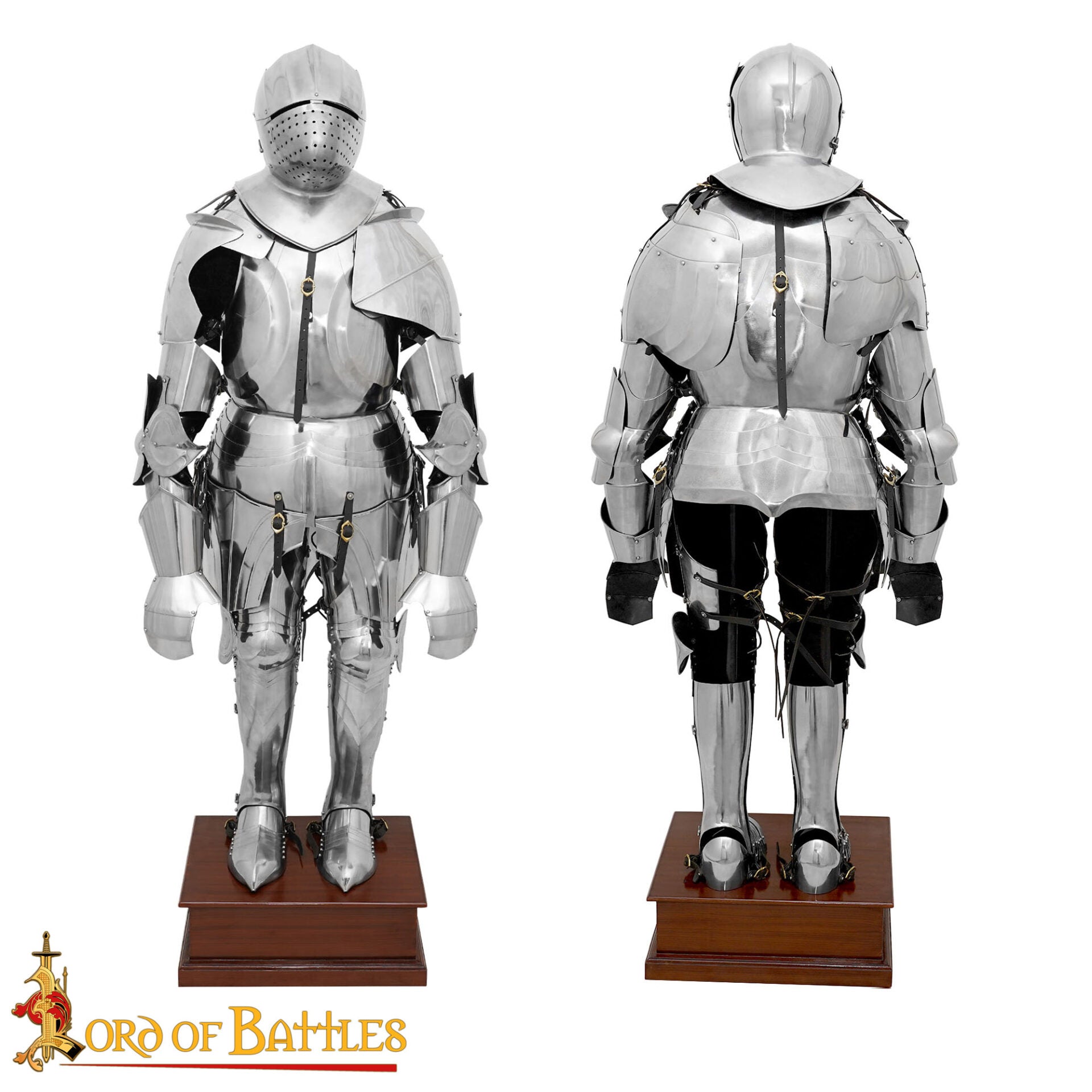 Armadura Completa Alta Medieval Italiana - Acero Dulce - 75" - Calibre 18 Acabado Pulido - Imagen 2