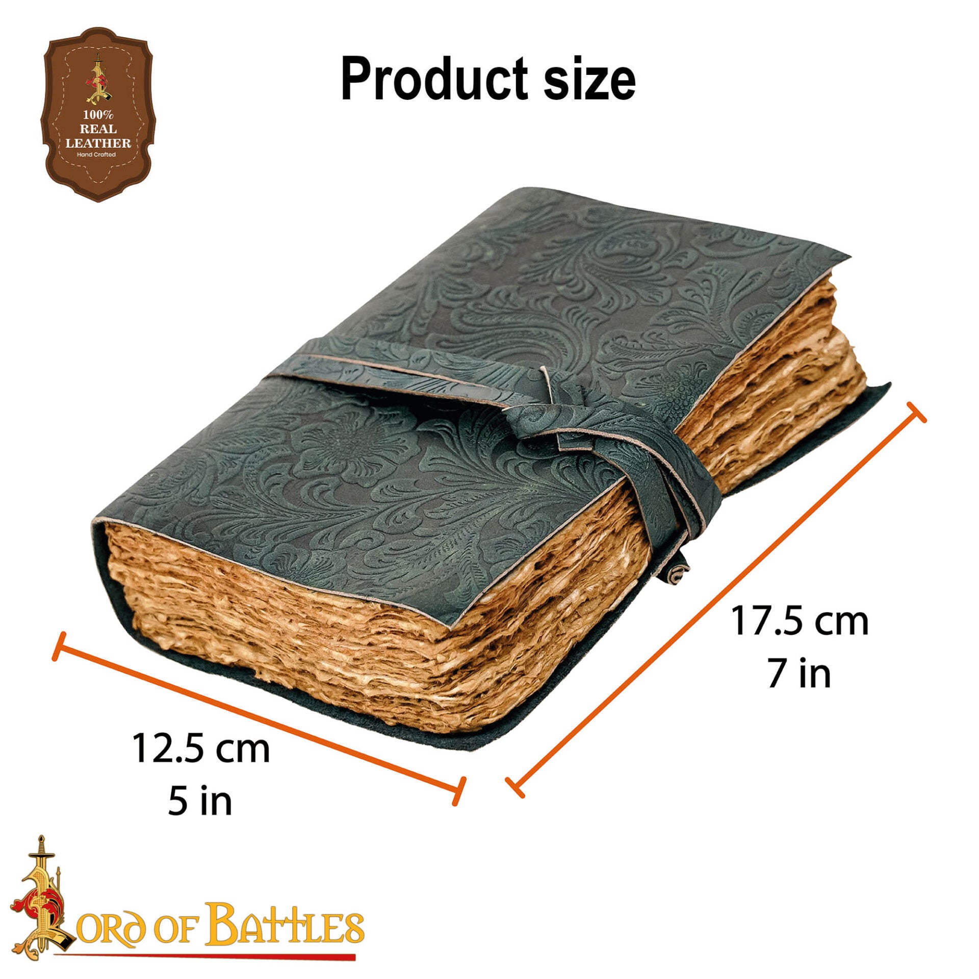 Diario Medieval de Cuero con Papel Antiguo -verde - Diario Hecho a Mano - Imagen 3