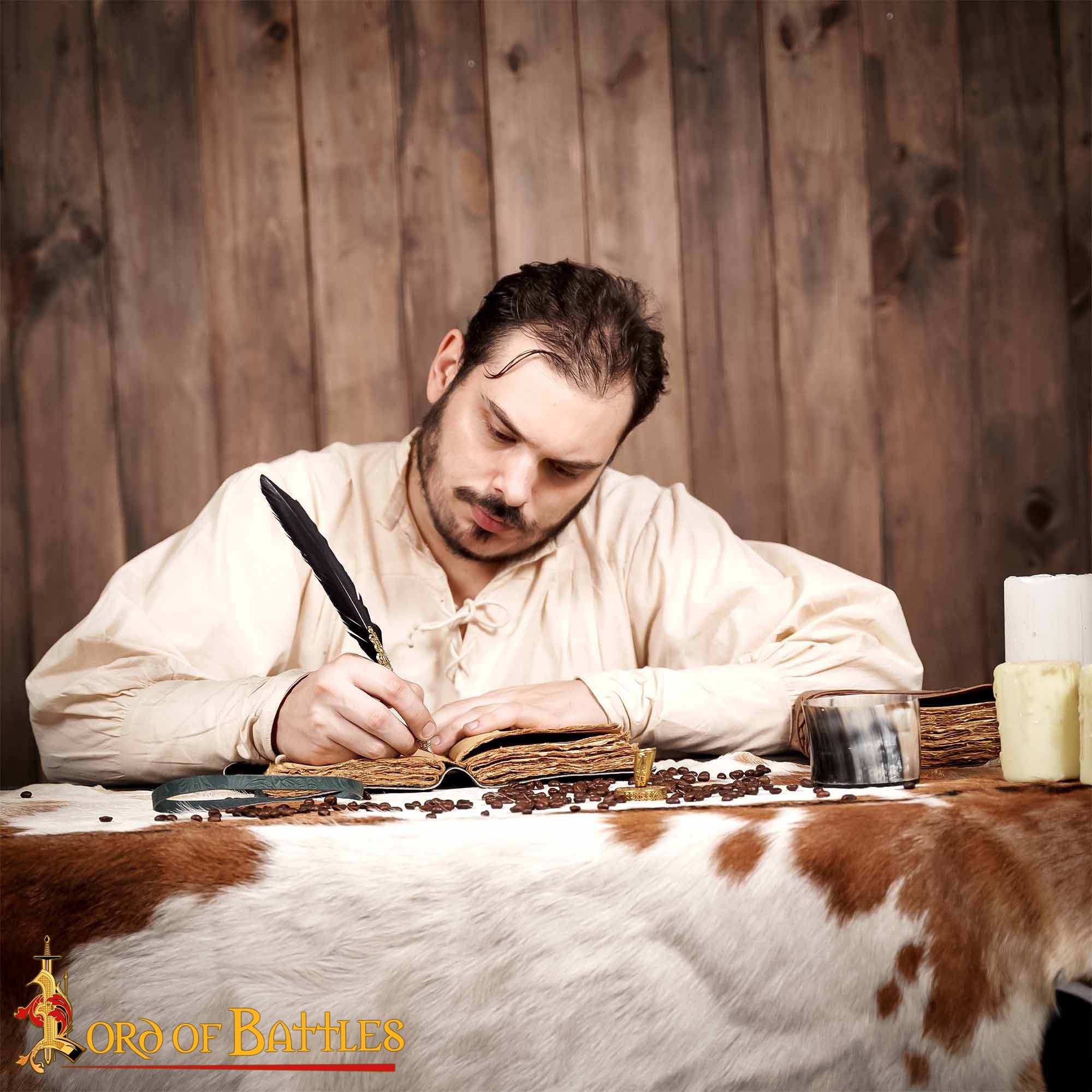 Diario Medieval de Cuero con Papel Antiguo -verde - Diario Hecho a Mano - Imagen 7