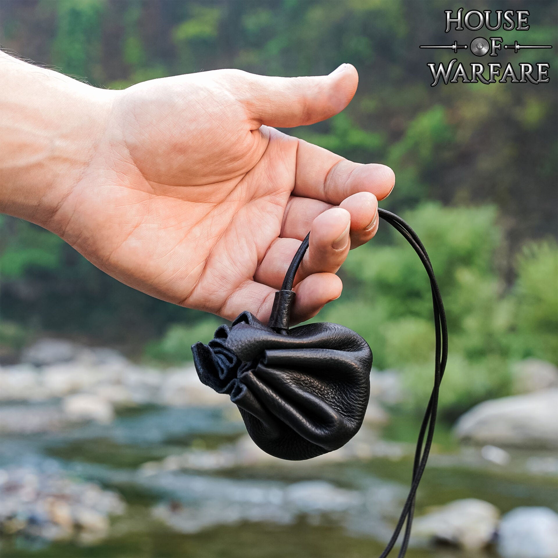 Monedero Pequeño de Cuero - Bolsita Artesanal Negra con Cordón para Monedas, Dados, Joyas - Imagen 7