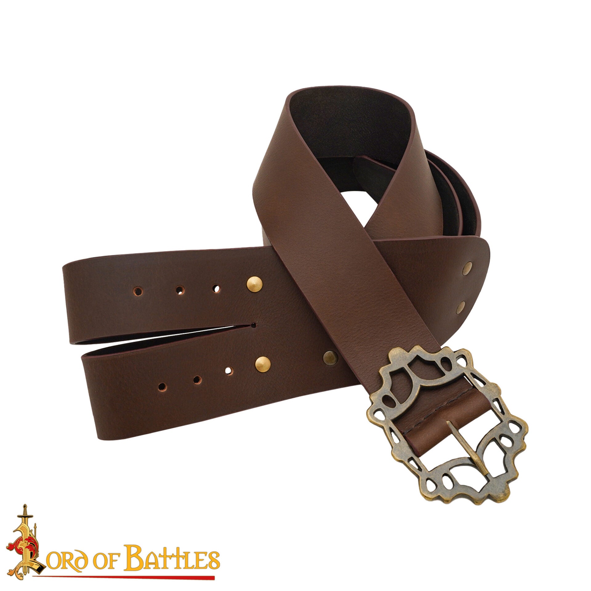 Pirate Baldric Leather Sword Belt - Cinturón de Hombro de Cuero Marrón Hecho a Mano con Hebilla de Latón - Imagen 5