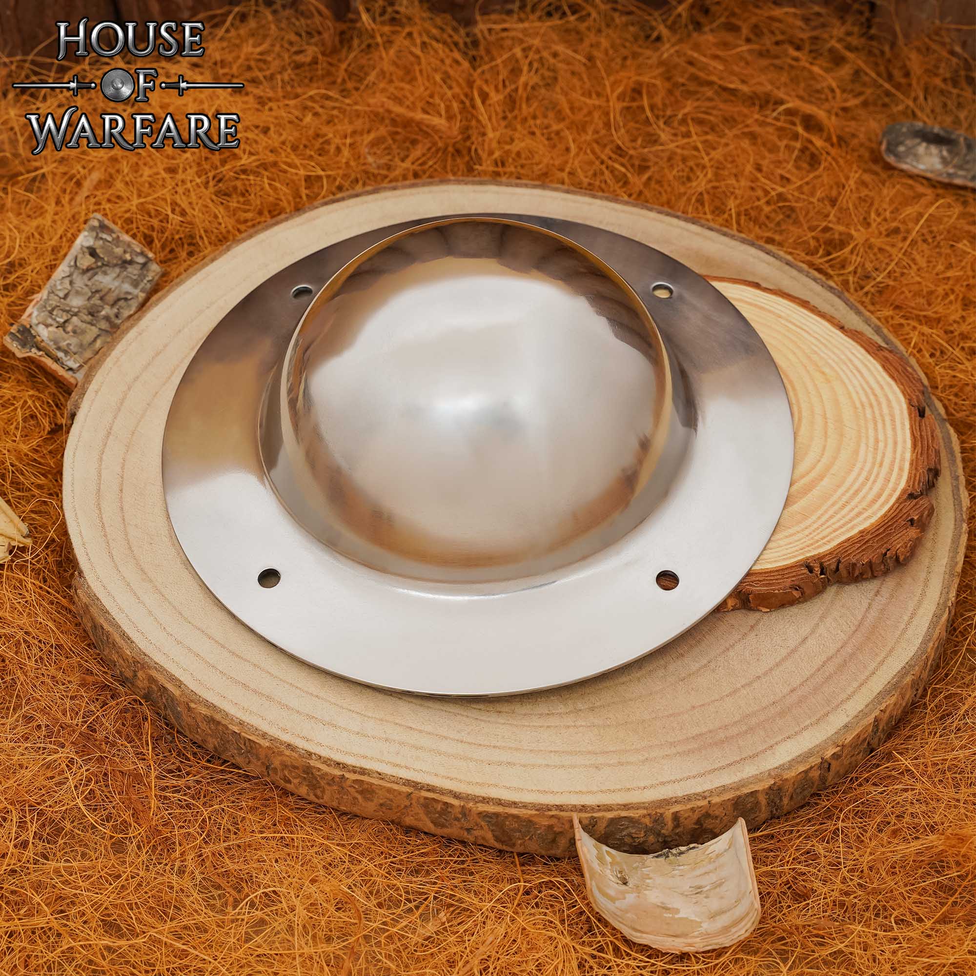 Escudo Medieval Abovedado de Acero Forjado a Mano Umbo Redondo para Escudos Diy - Imagen 2