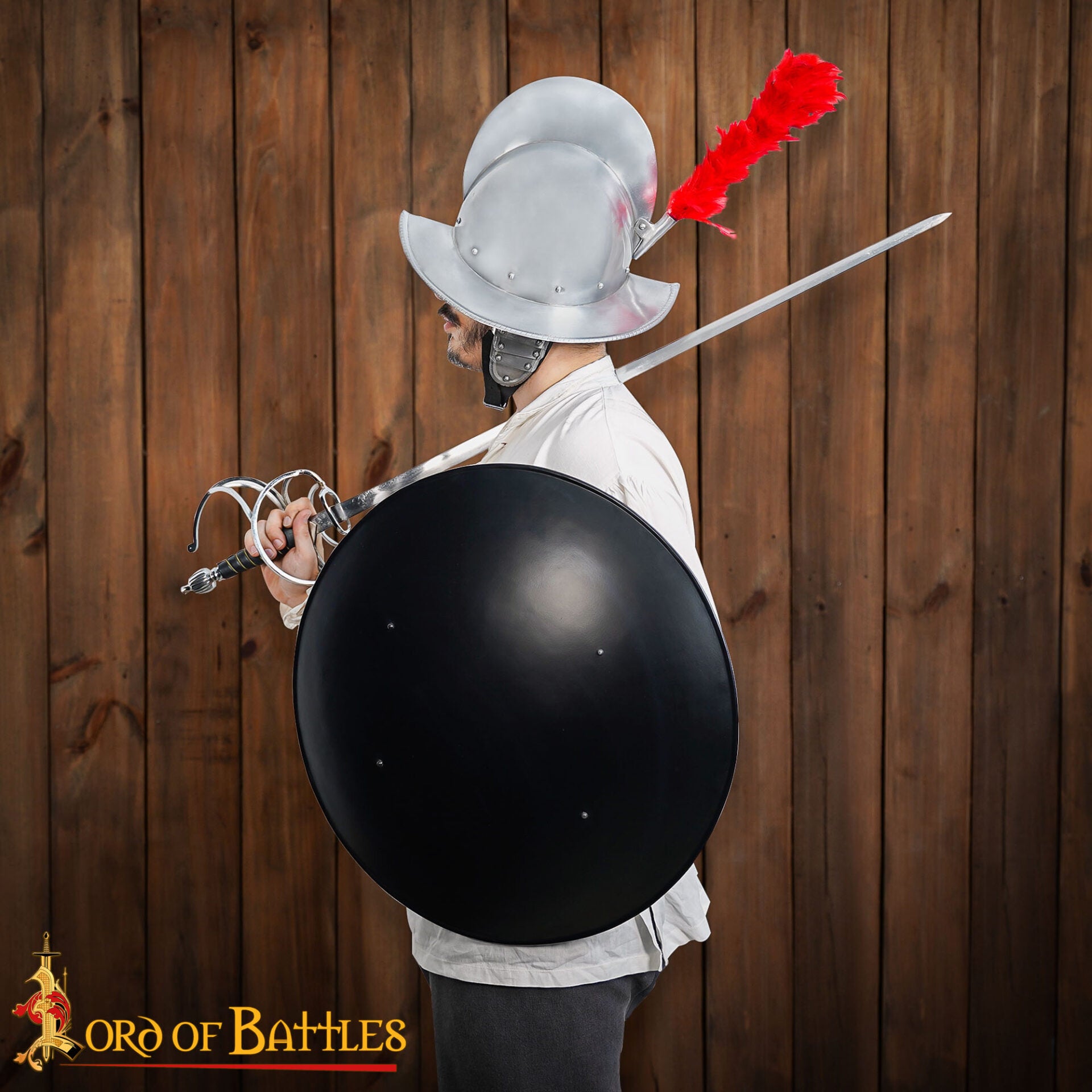 Escudo Redondo de Acero con Asa Central - 22" - Negro - Acero Calibre 18 - Imagen 1