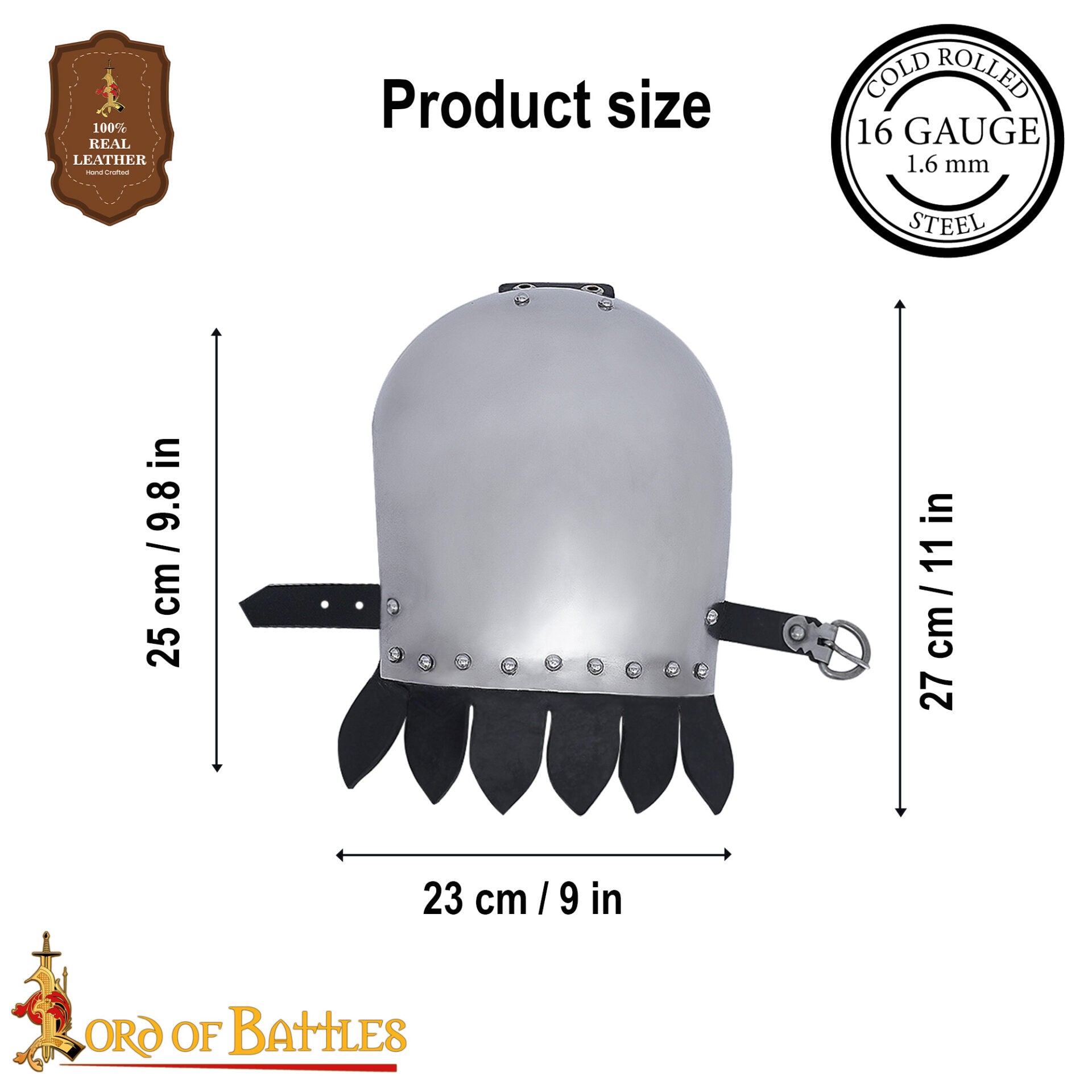 Par de Pauldrones Medievales de Acero - Armadura de Hombro Pulida de Calibre 16 - Imagen 15