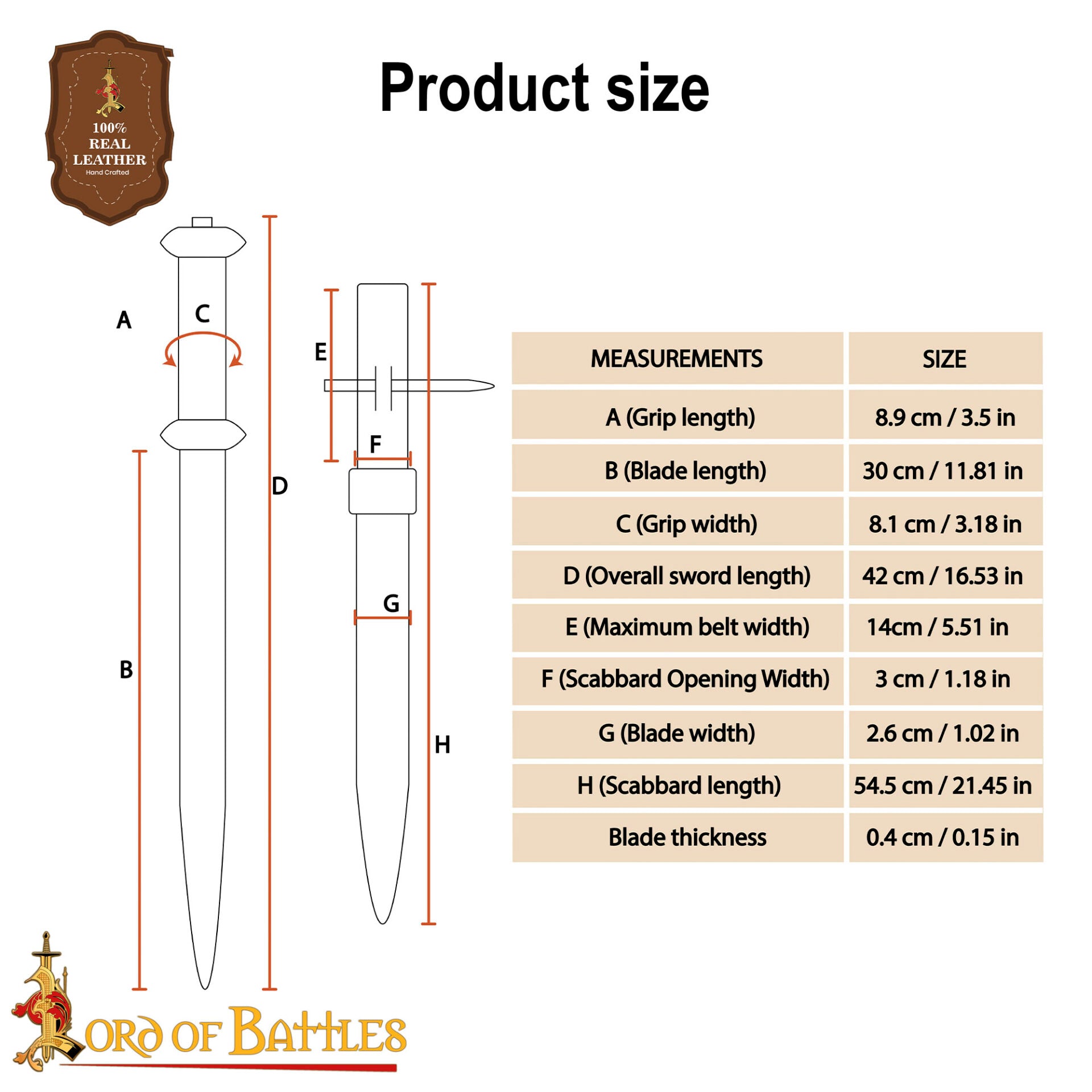 Daga Rondel Medieval con Empuñadura de Madera y Vaina de Cuero, Larp , Escenarios y Disfraces - Imagen 3