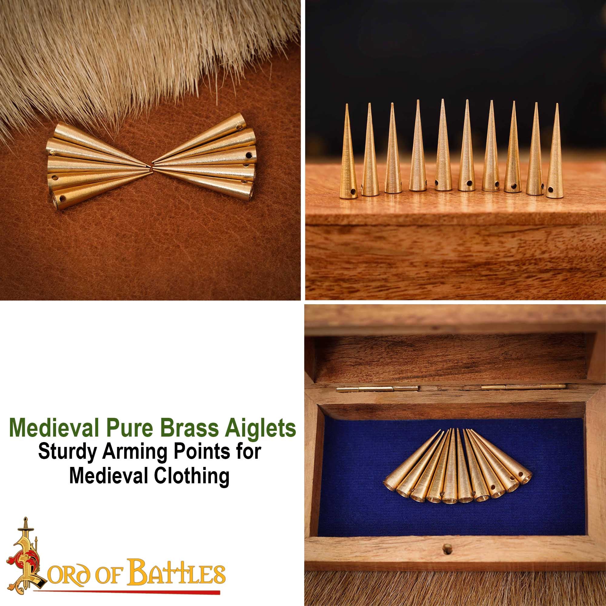 Aiglets Medievales de Latón - Juego de 10 Puntas de Cordón Resistentes (2,6 Cm) - Imagen 7