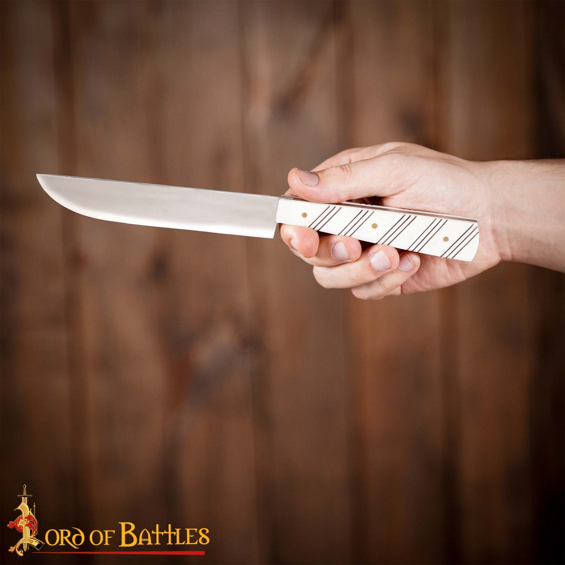 Cuchillo Medieval de Acero Inoxidable con Mango de Hueso Pulido - 27 Cm Historical Dining & Utility Knife - Imagen 6