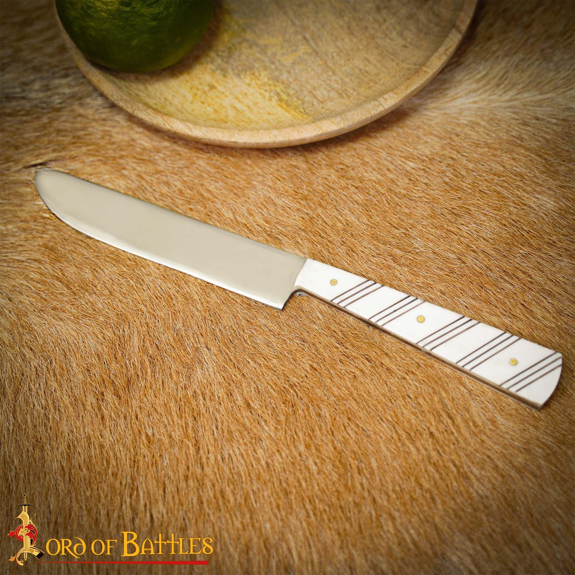 Cuchillo Medieval de Acero Inoxidable con Mango de Hueso Pulido - 27 Cm Historical Dining & Utility Knife - Imagen 1