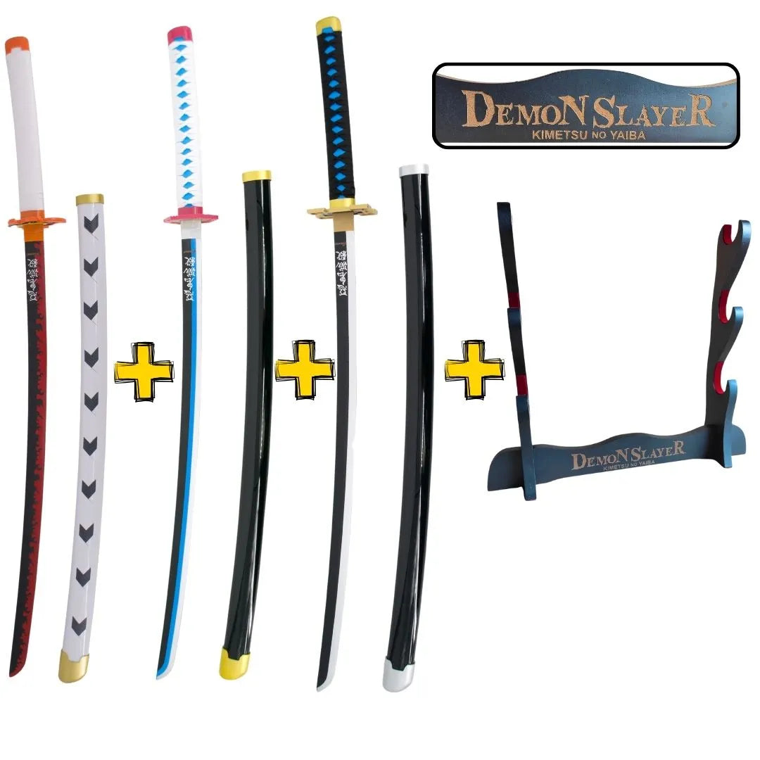 Pack Pilares del Honor con 3 Katanas de Bambú Kimetsu No Yaiba y Expositor Demon Slayer - Espadas y Más.