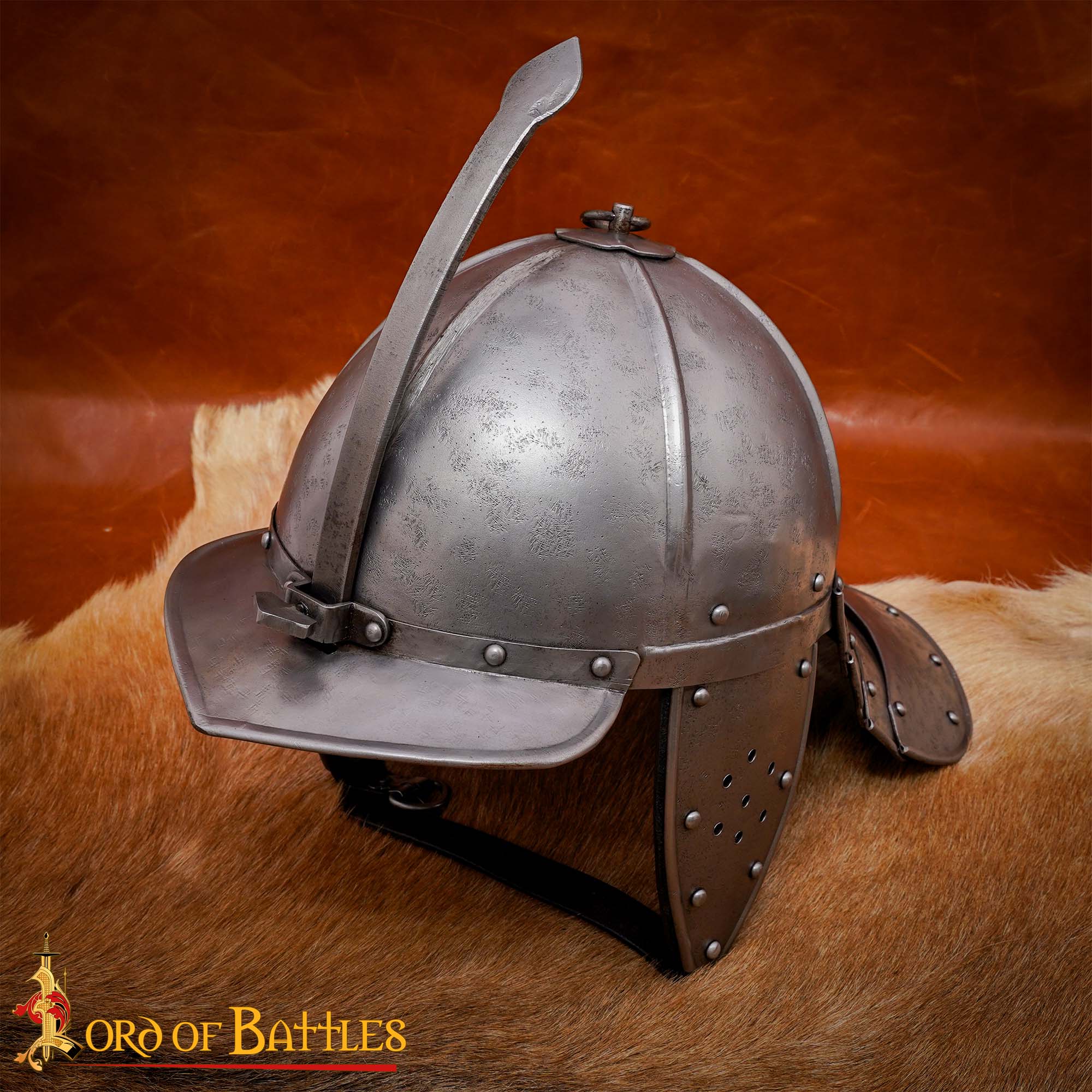 Auténtico Casco Medieval con Cola de Langosta - Acero de Calibre 16 con Forro Acolchado para Larp y Exhibición - Imagen 2