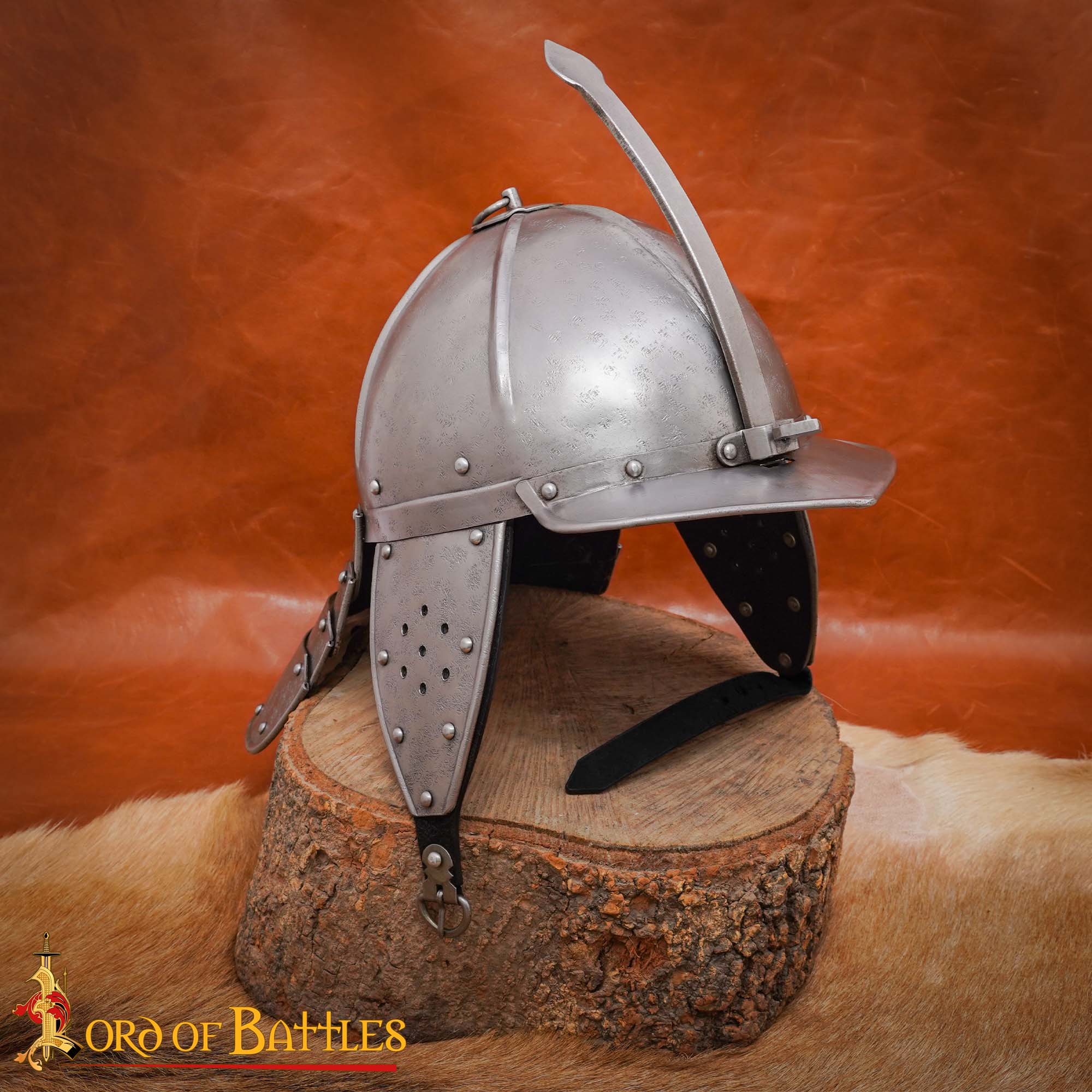 Auténtico Casco Medieval con Cola de Langosta - Acero de Calibre 16 con Forro Acolchado para Larp y Exhibición - Imagen 1