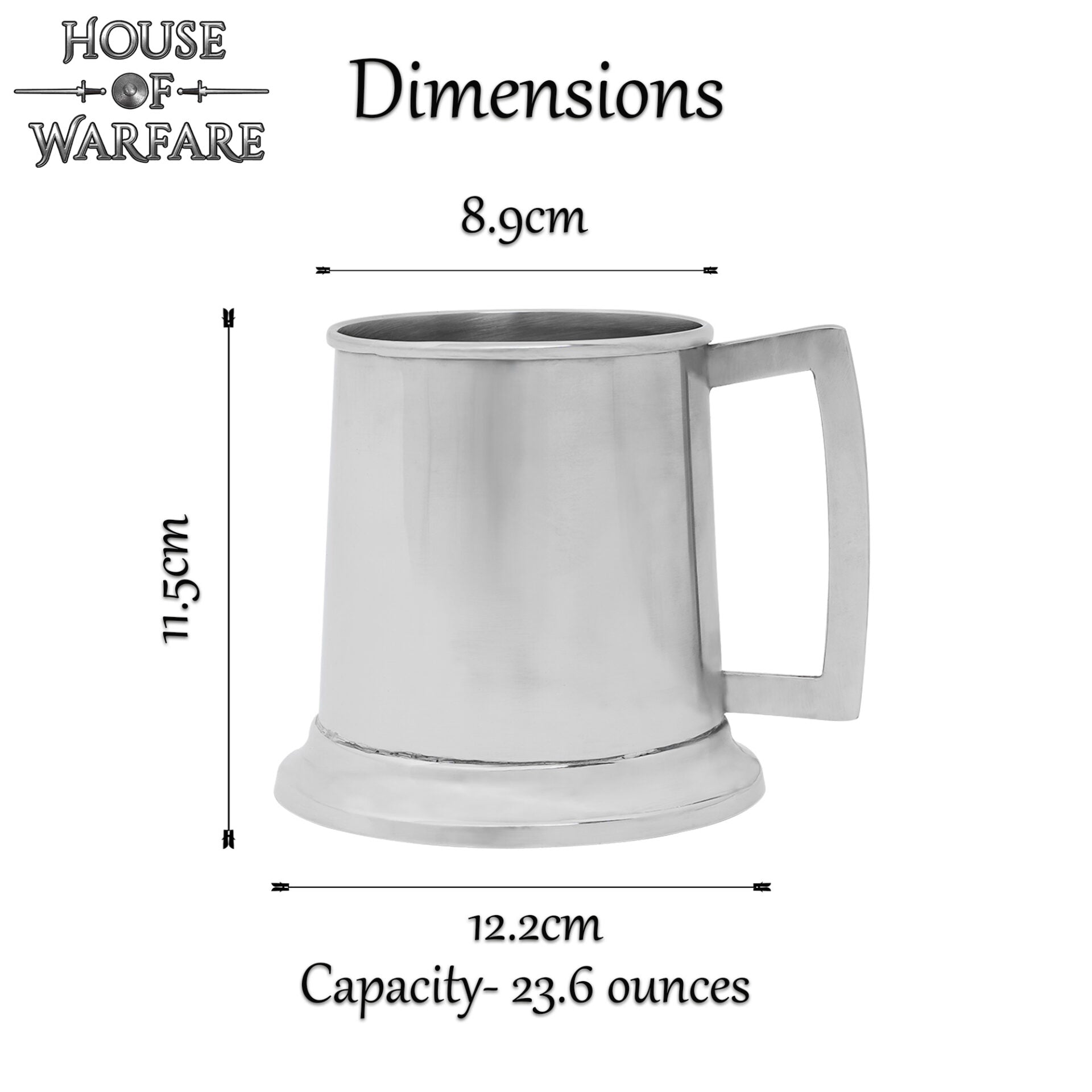 Jarra Medieval de Acero Pulido - 4,5 Pulgadas, 660 Ml de Capacidad - Imagen 9