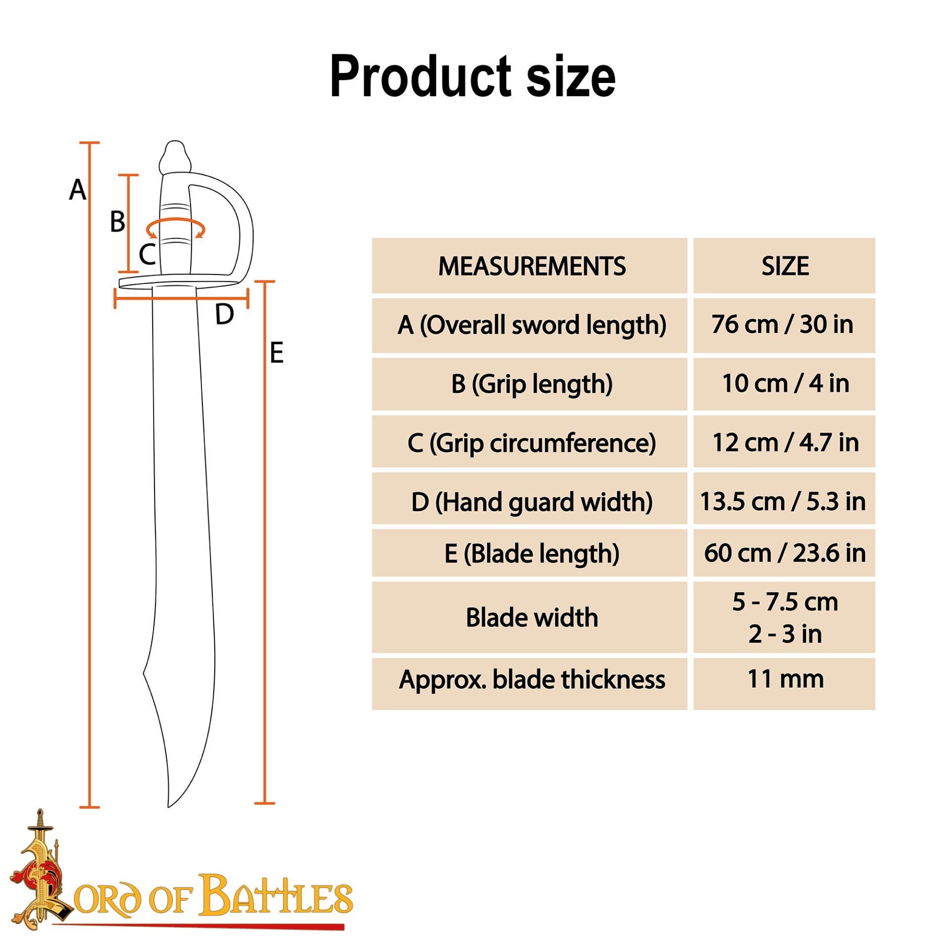 Espada de Práctica Pirata de Madera - Puntal de Entrenamiento Artesanal de 30" con Acabado Natural - Imagen 3