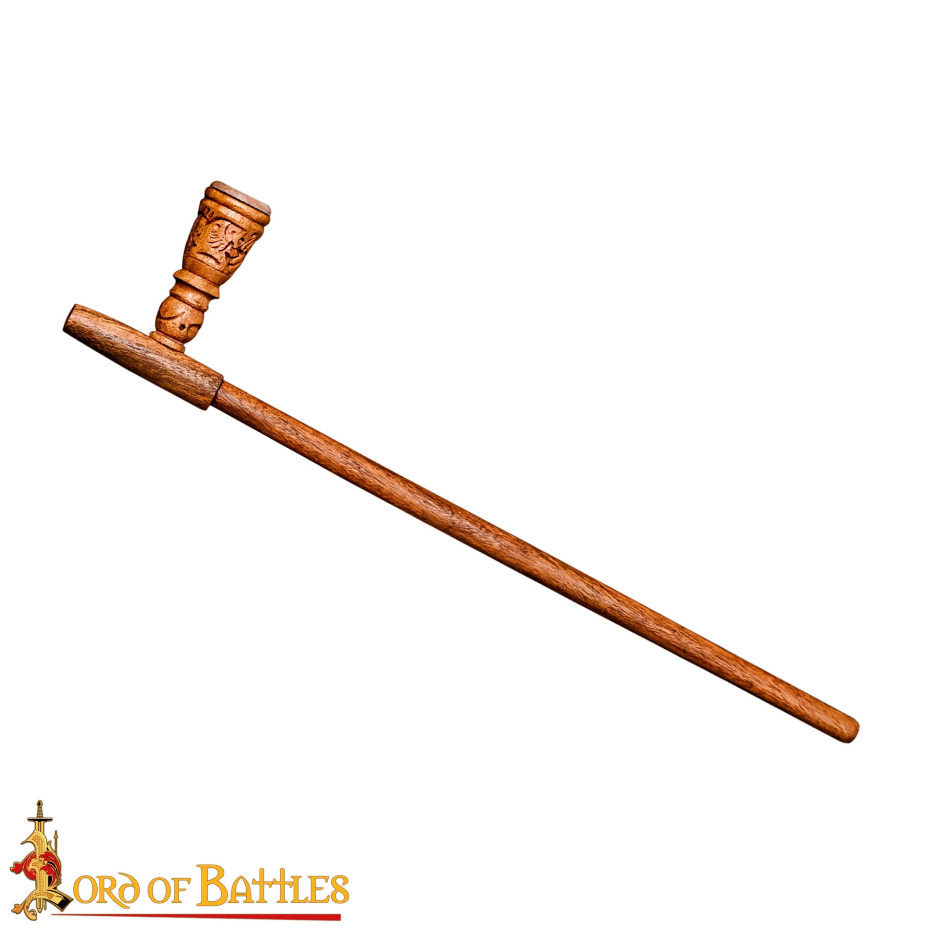 Pipa Artesanal de Madera de Acacia con Incrustaciones de Estilo Medieval - Imagen 4