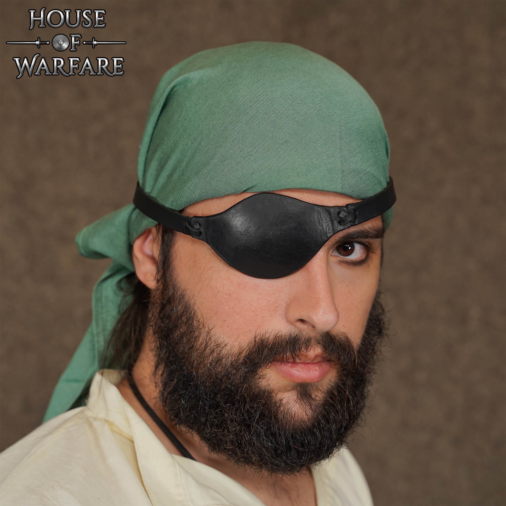Parche Ocular Pirata de Cuero Auténtico - Cubreojos Negro Ajustable para Disfraces, Larp y Temas Piratas - Imagen 1