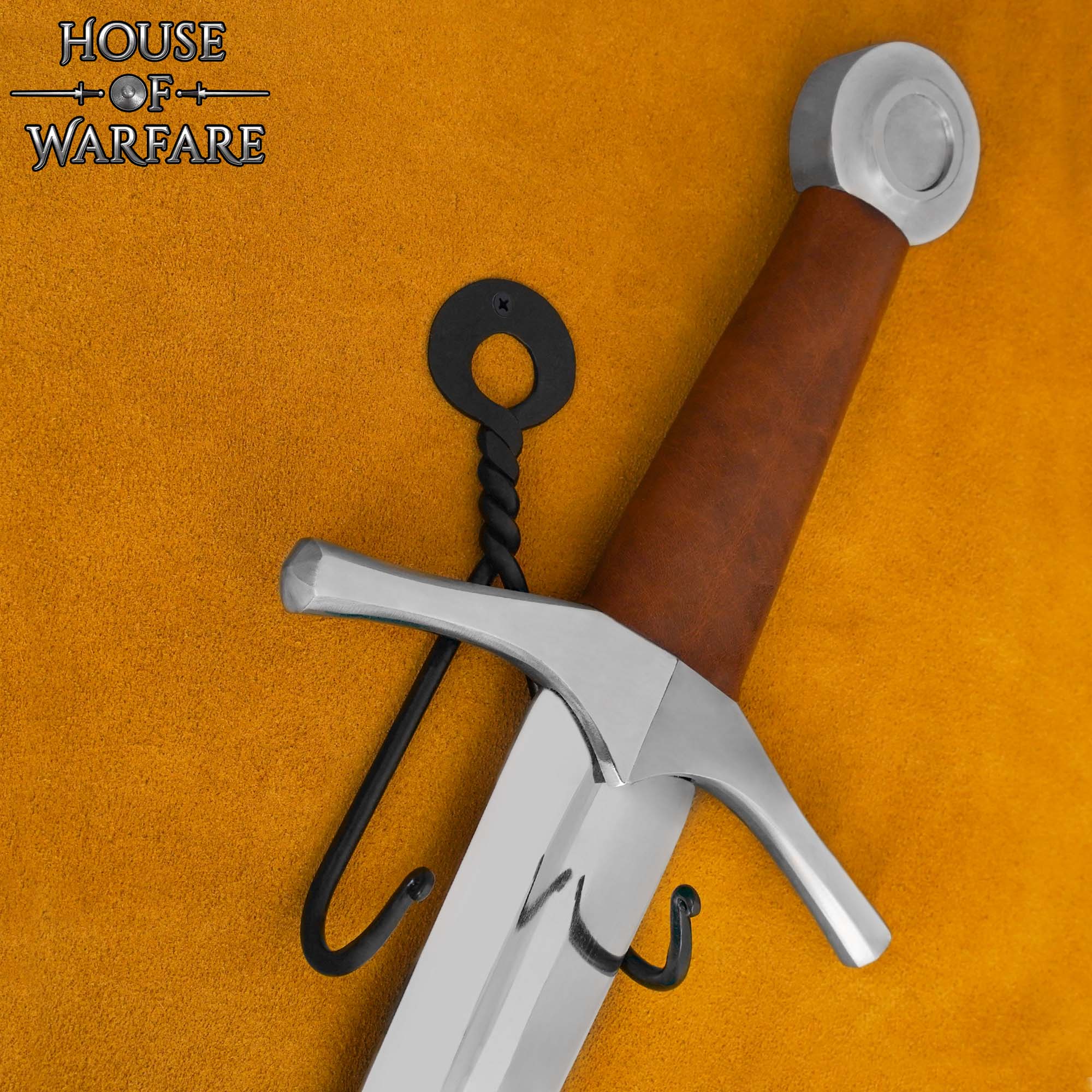 Soporte de Pared para Espada de Hierro Negro Forjado a Mano - Colgador de Exhibición de Doble Gancho - Imagen 2