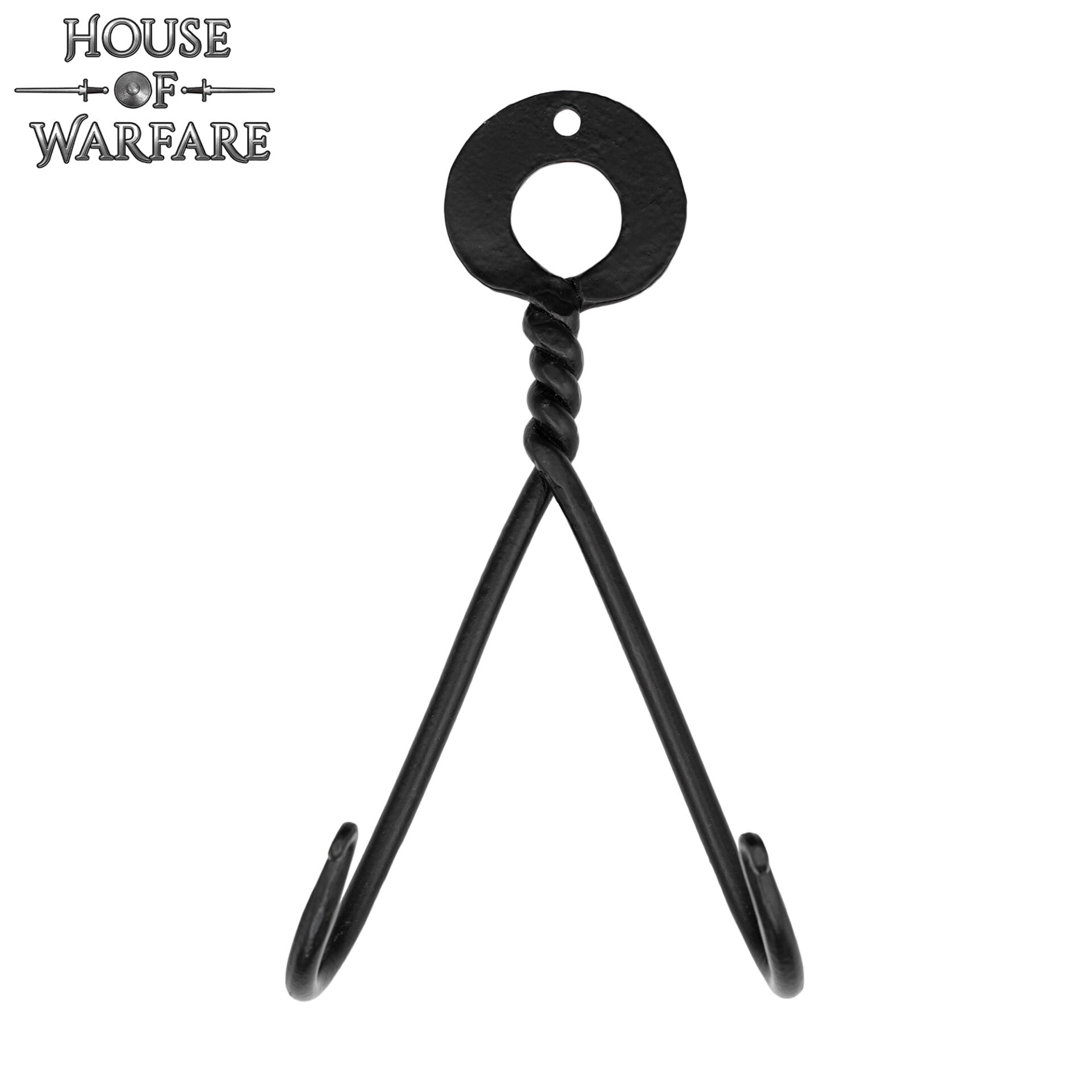 Soporte de Pared para Espada de Hierro Negro Forjado a Mano - Colgador de Exhibición de Doble Gancho - Imagen 4