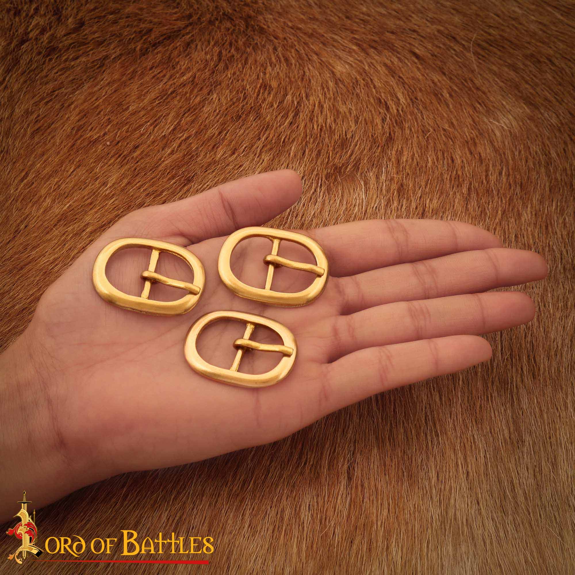 Juego de Hebillas de Cinturón Medievales Ovaladas de Latón (3 Piezas) - para Marroquinería, Prendas de Vestir y Accesorios - Imagen 5
