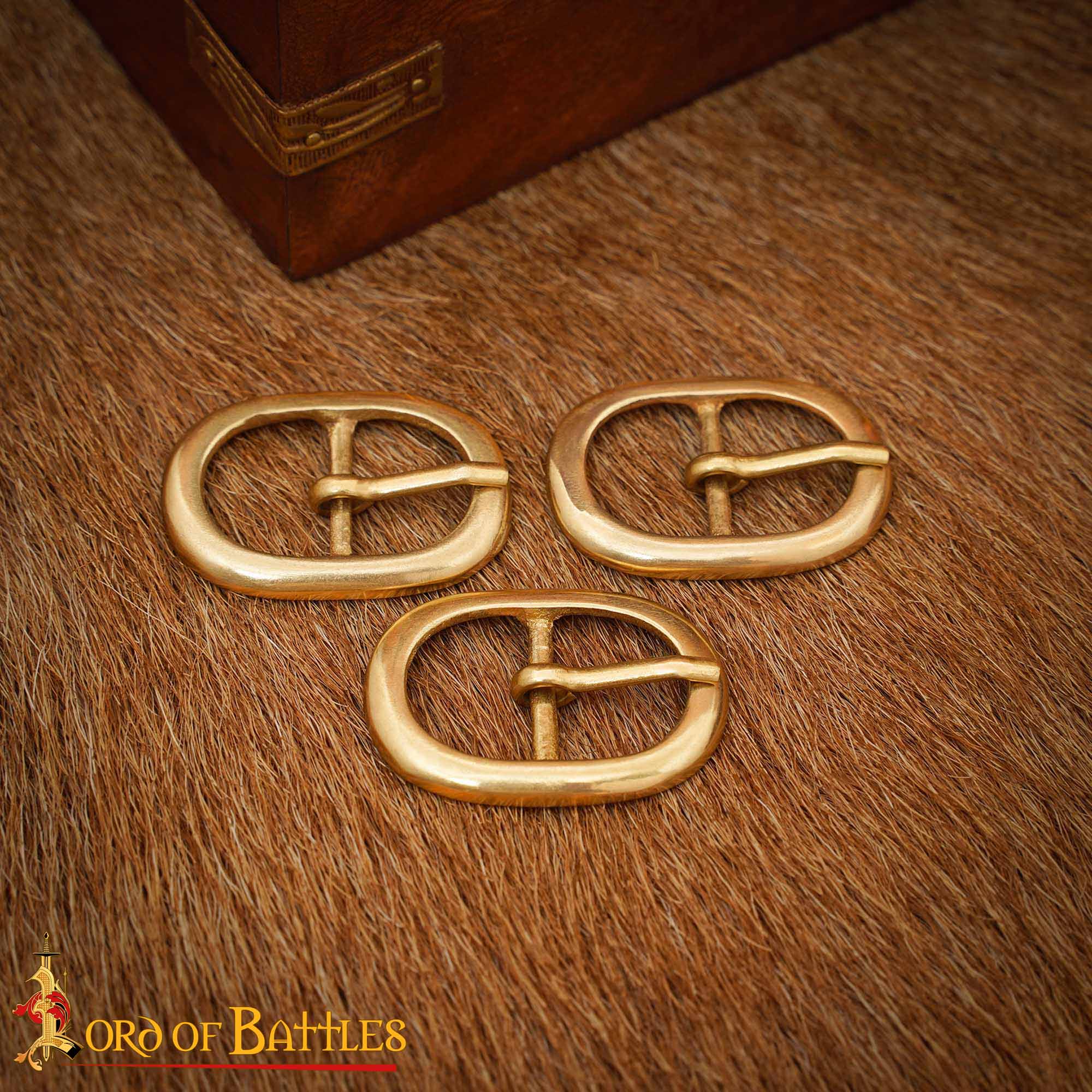 Juego de Hebillas de Cinturón Medievales Ovaladas de Latón (3 Piezas) - para Marroquinería, Prendas de Vestir y Accesorios - Imagen 1